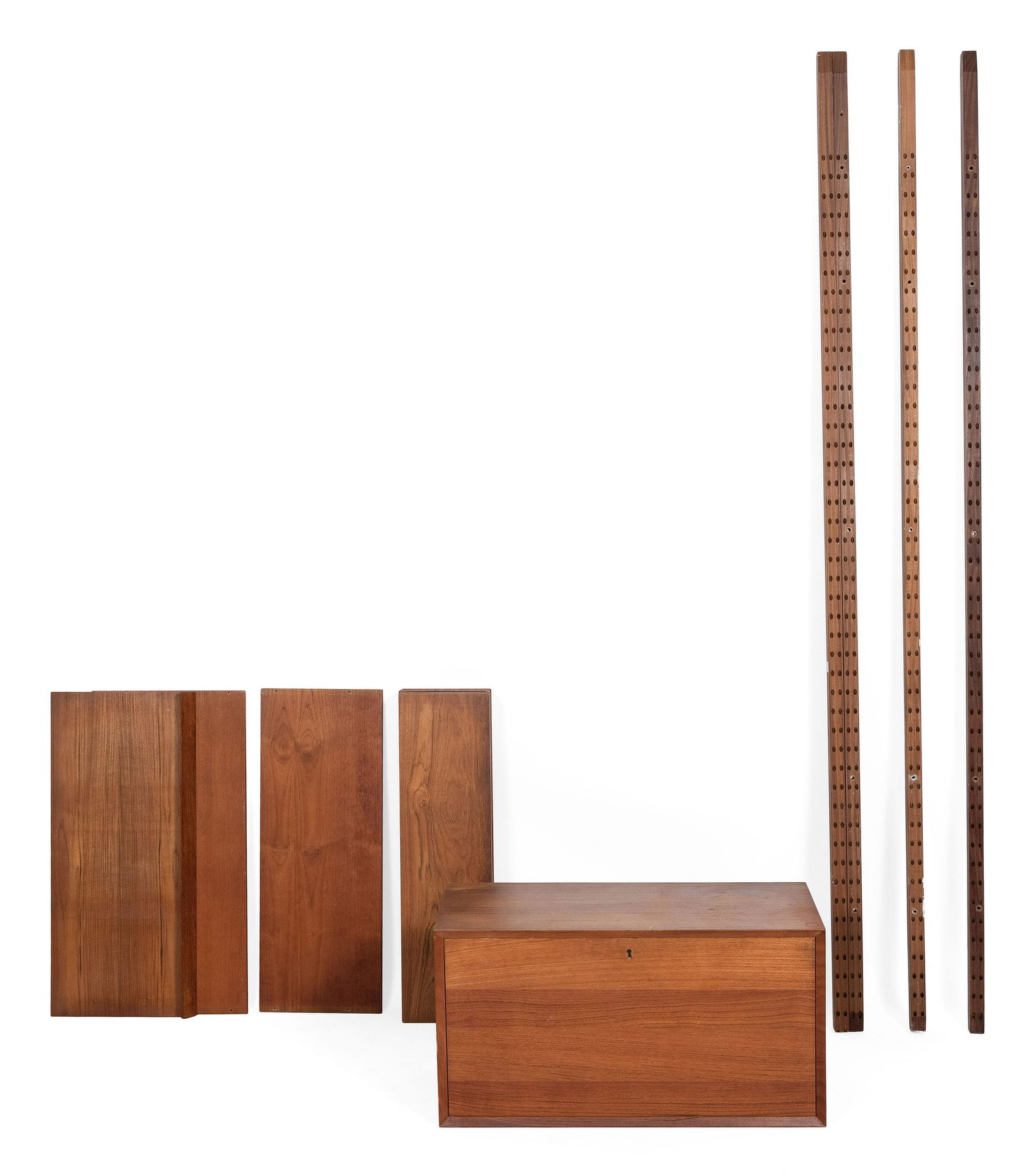 POUL CADOVIUS "CADO" TEAK WALL UNIT Mid-20th Century Rail heights 91”. (1 of 2)