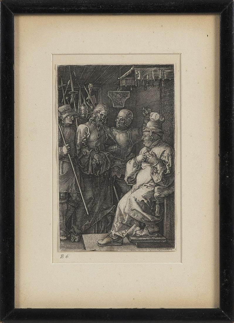 ALBRECHT DÜRER (Germany, 1471-1528), “Christ Before Caiaphas”, 1512., Engraving, (1 of 2)