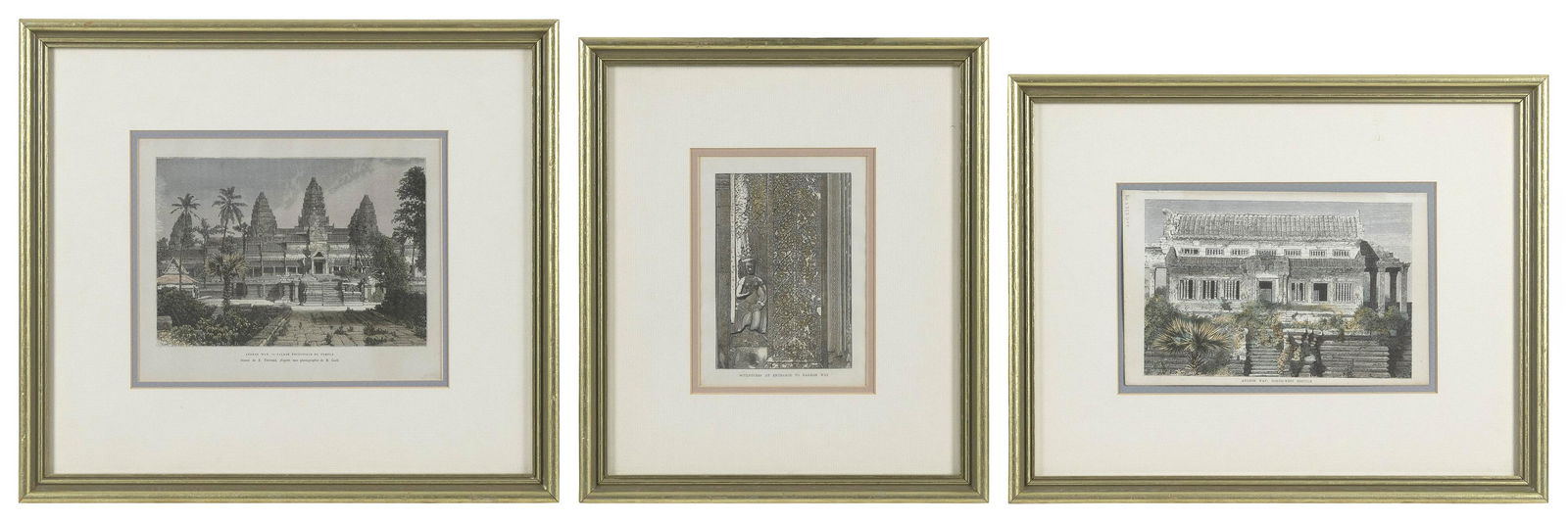 THREE WOOD ENGRAVINGS OF BUDDHIST TEMPLES (1 of 2)