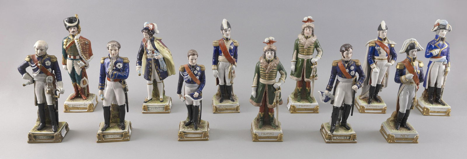 TEN CONTINENTAL PAINTED CHALKWARE FIGURES OF MILITARY OFFICERS 19th Century Heights from approx. (1 of 1)