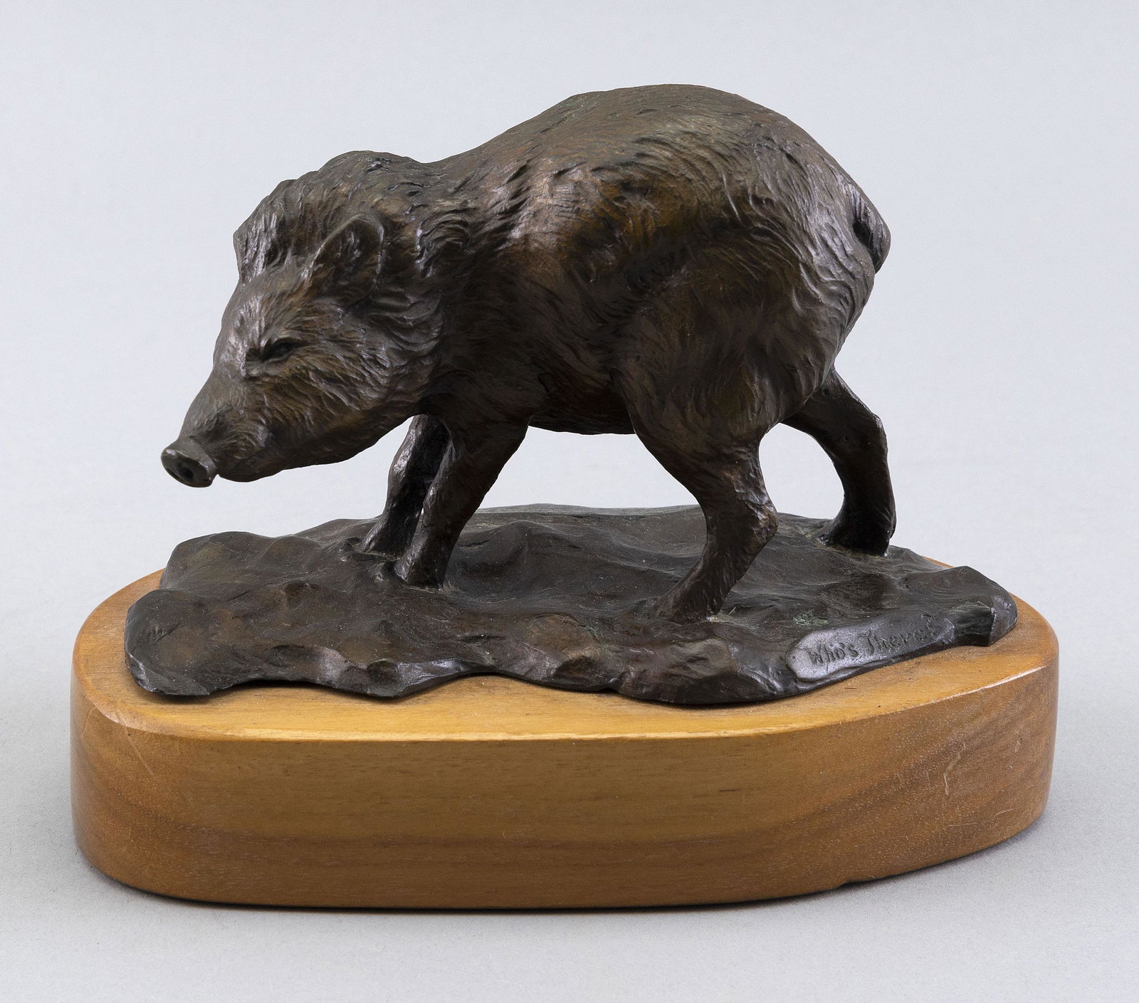 CLARK BRONSON (Utah, b. 1939), “Who’s There?”, a figure of a boar., Bronze, height (1 of 2)
