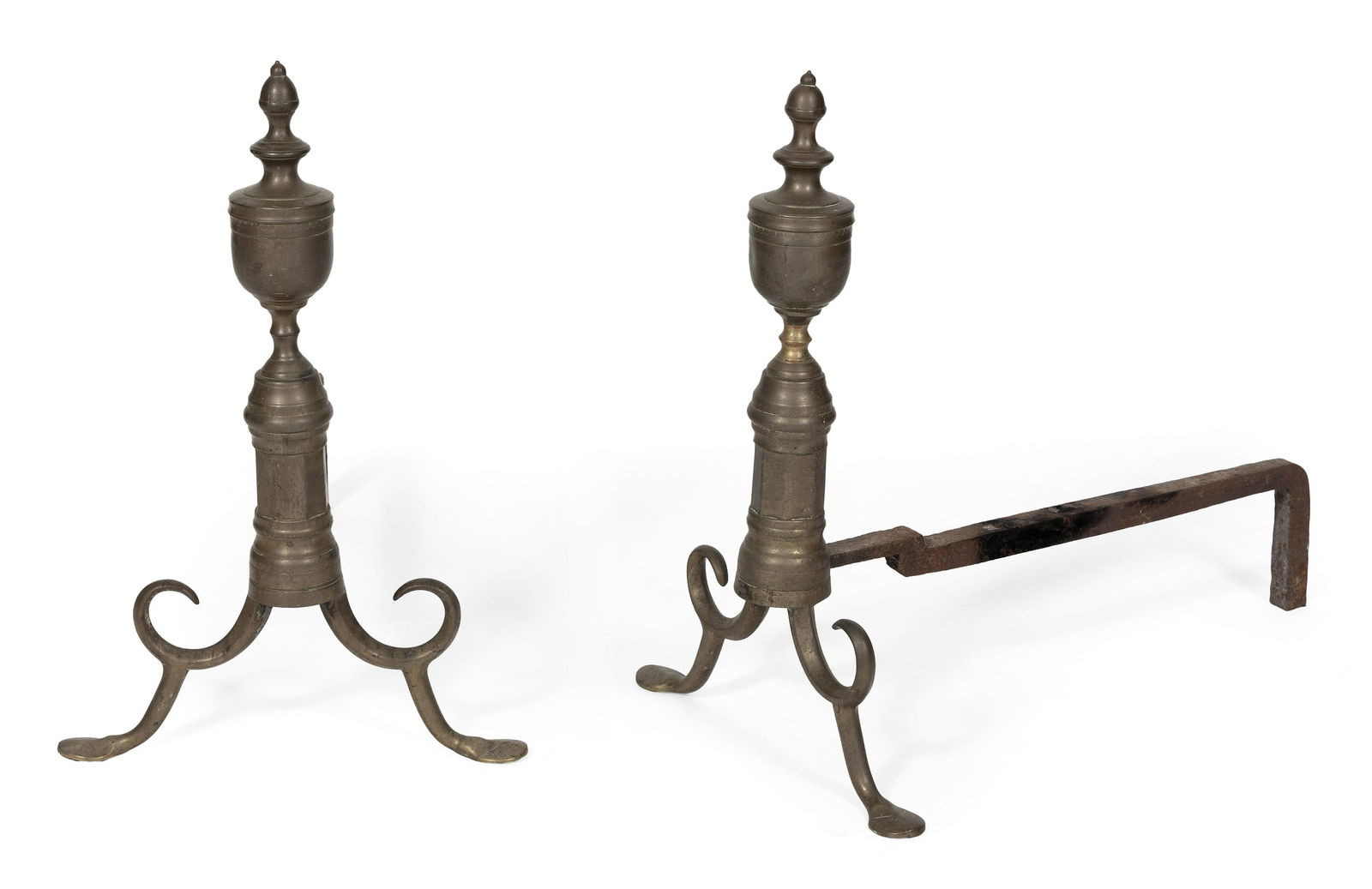 PAIR OF FEDERAL URN-FORM ANDIRONS 19th Century Heights 22”. Depths 22”. (1 of 1)