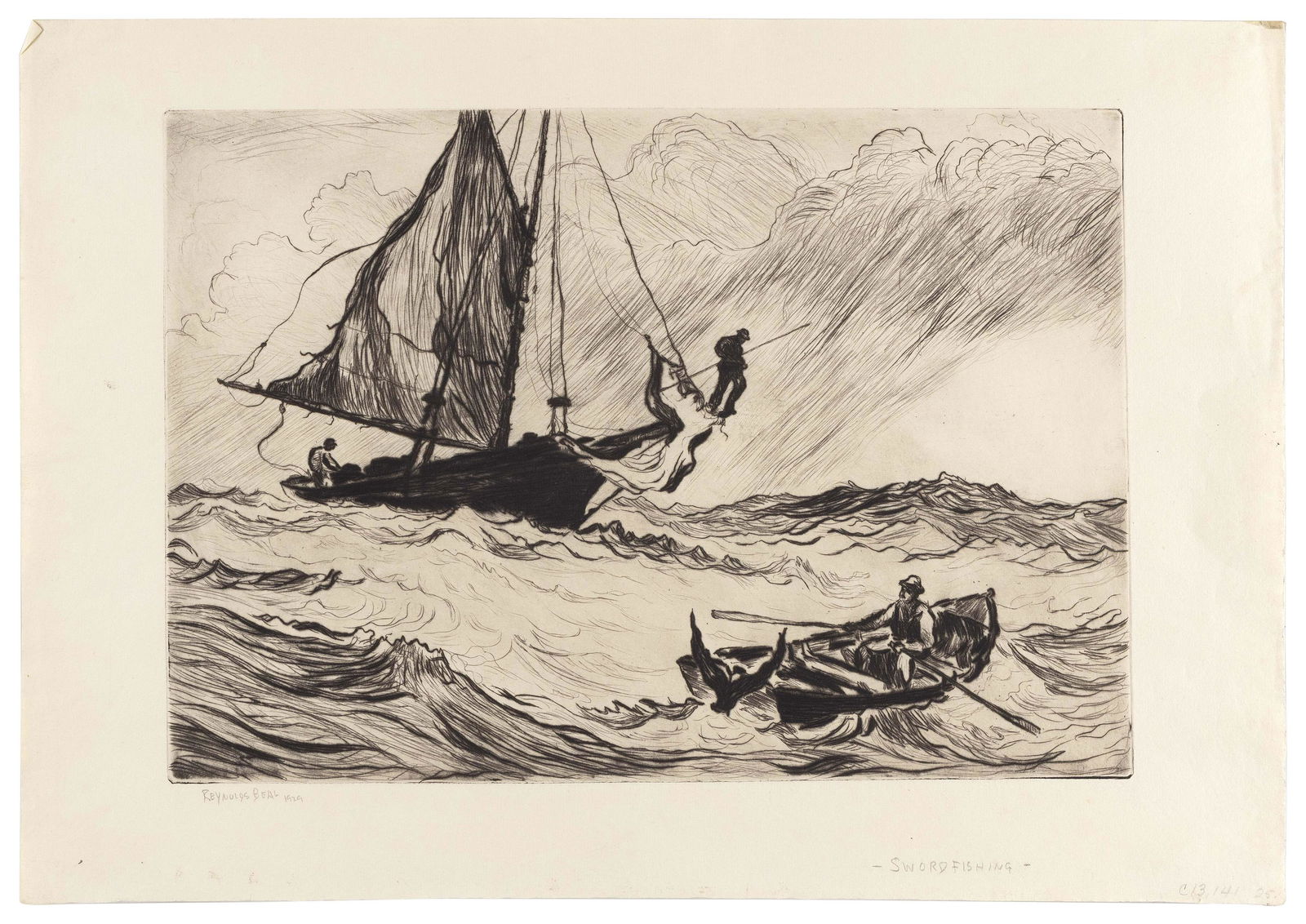 REYNOLDS BEAL (Massachusetts/Rhode Island, 1866-1951), “Swordfishing”., Etching, (1 of 1)