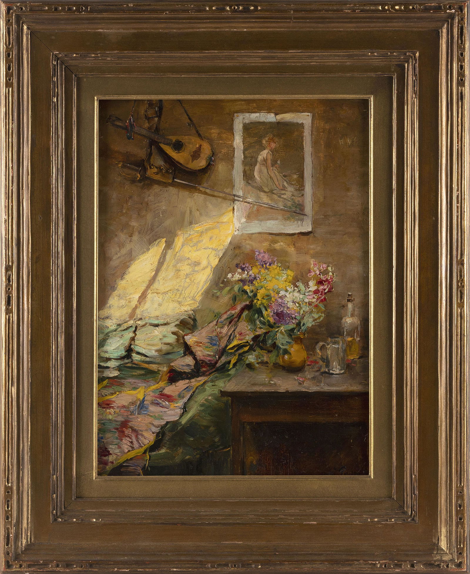 AIME PONSON (France, 1850-1924), Interior scene., Oil on board, 18” x 13”. Framed (1 of 2)