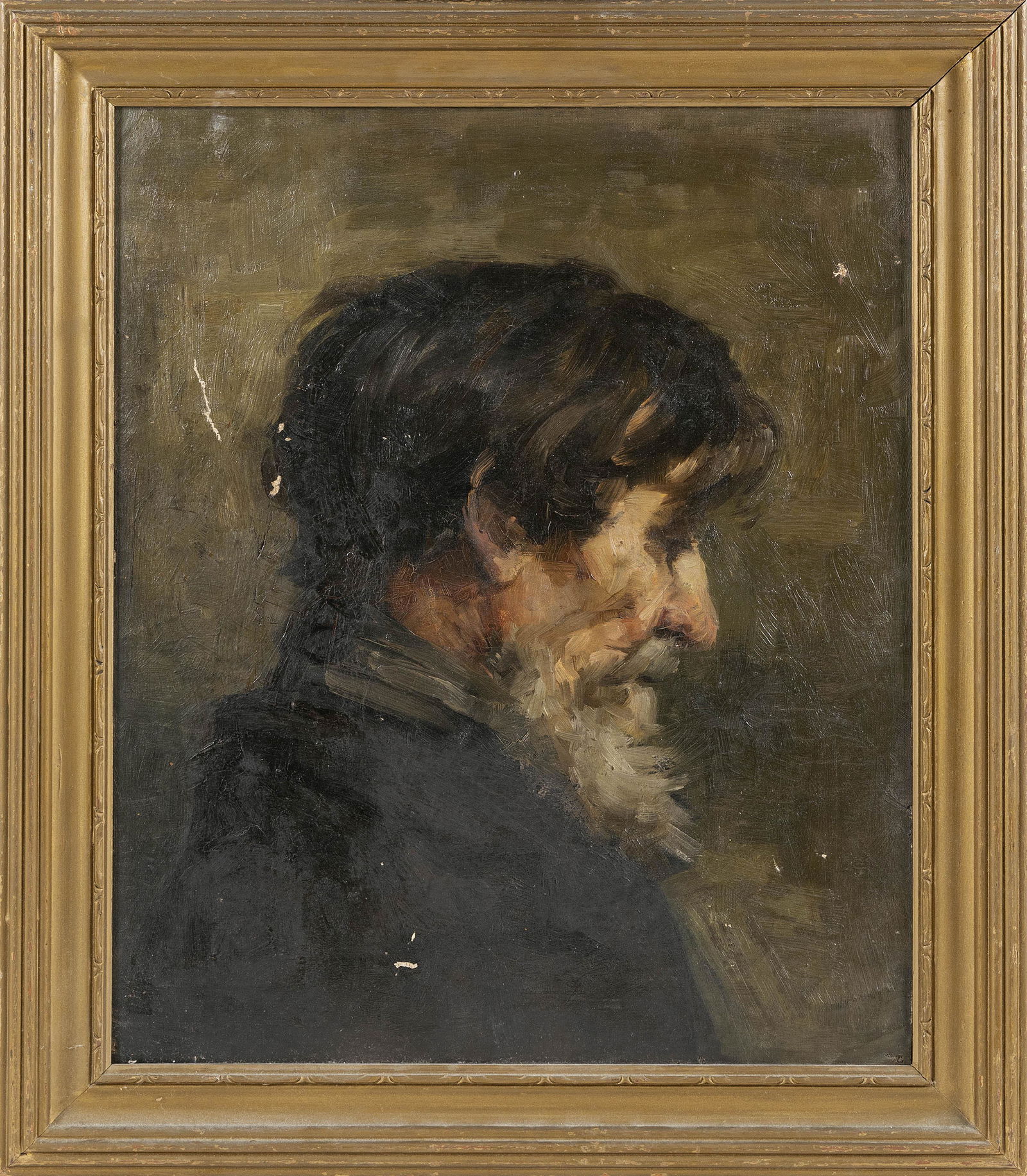 CONTINENTAL SCHOOL (Late 19th/Early 20th Century,), Bust portrait of a man in profile., Oil on (1 of 2)