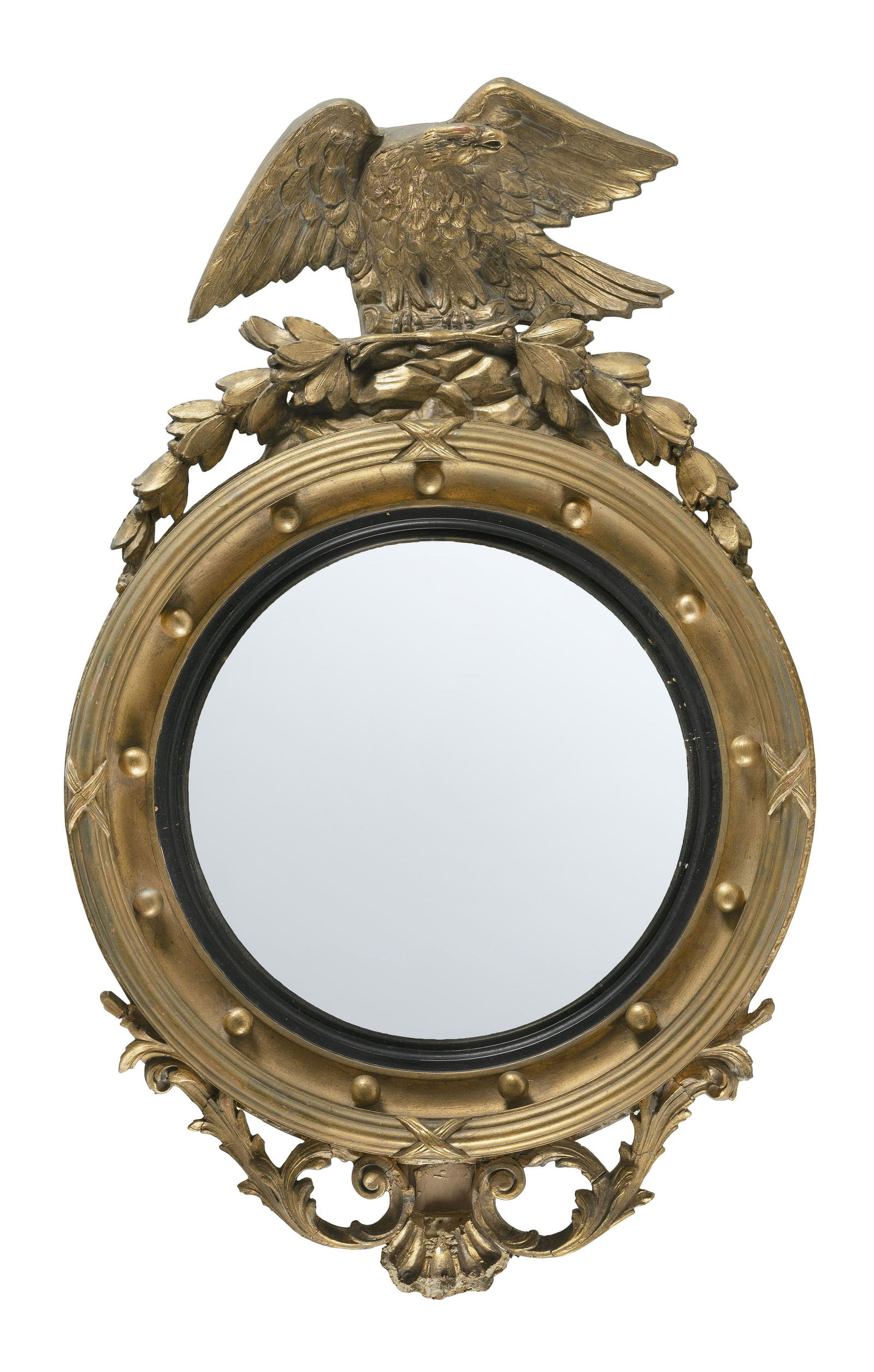 FEDERAL-STYLE BULL'S-EYE MIRROR Late 19th/Early 20th Century Height 34". Width 22". (1 of 1)