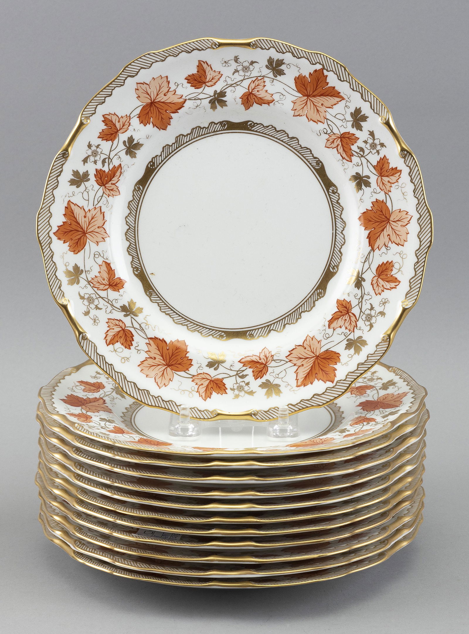 SET OF TWELVE ROYAL CROWN DERBY FOR TIFFANY & CO. PLATES Early 20th Century Diameters 9”. (1 of 4)