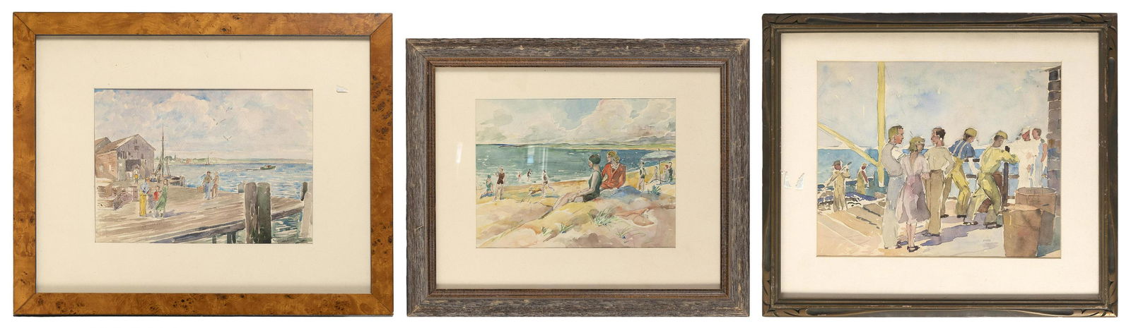 HERBERT WARD (Rhode Island, 1896-1967), Three works:, Watercolors on paper, approx. 7.75" x 10.25" (1 of 2)