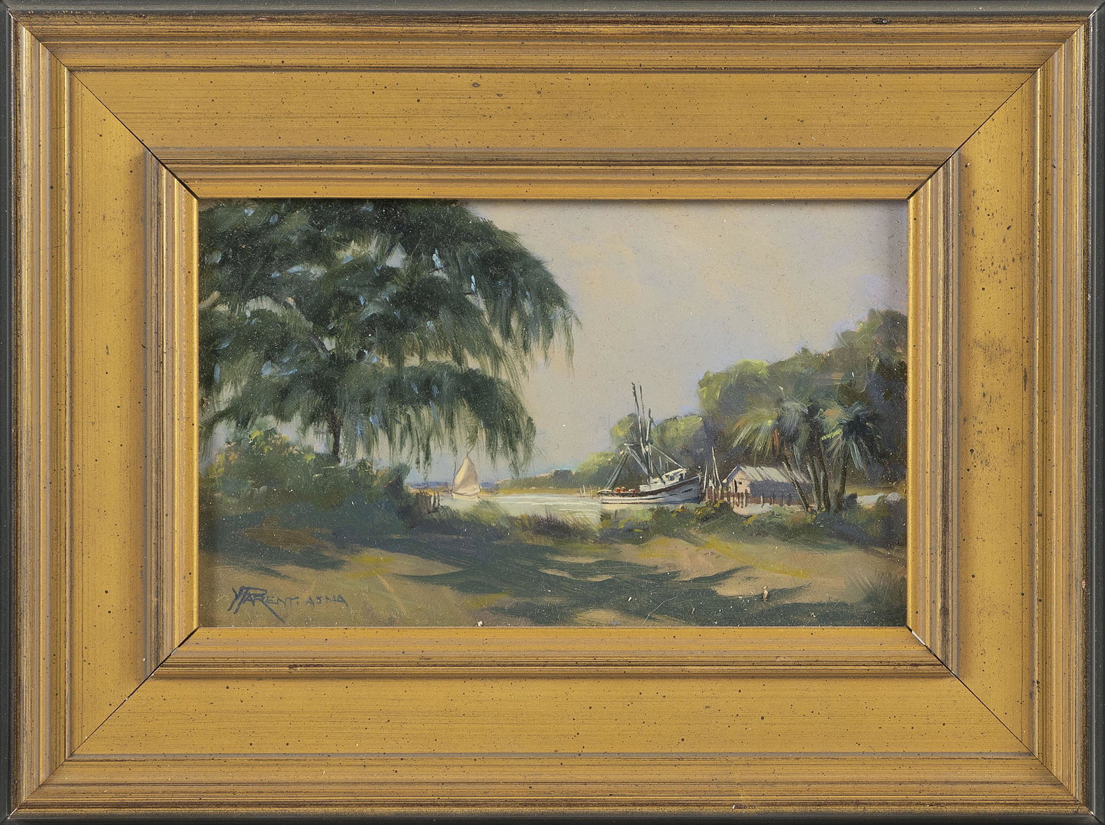 YVES PARENT (Connecticut/France, 20th Century), "Spanish Moss Jeykel[sic] Island Georgia"., Oil on (1 of 2)