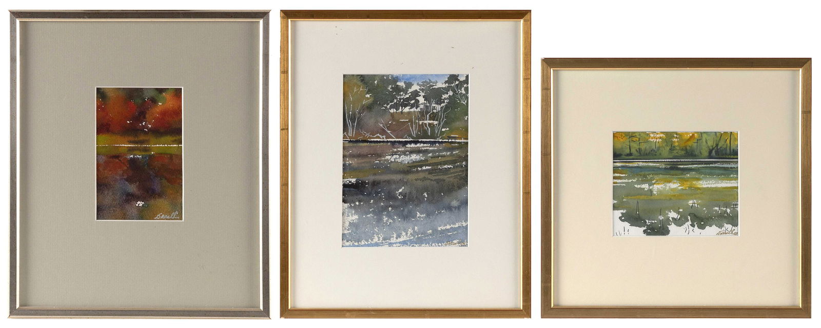 WALTER DORRELL (Massachusetts/Ohio, b. 1932), Three watercolors:, Largest framed 17” x (1 of 7)