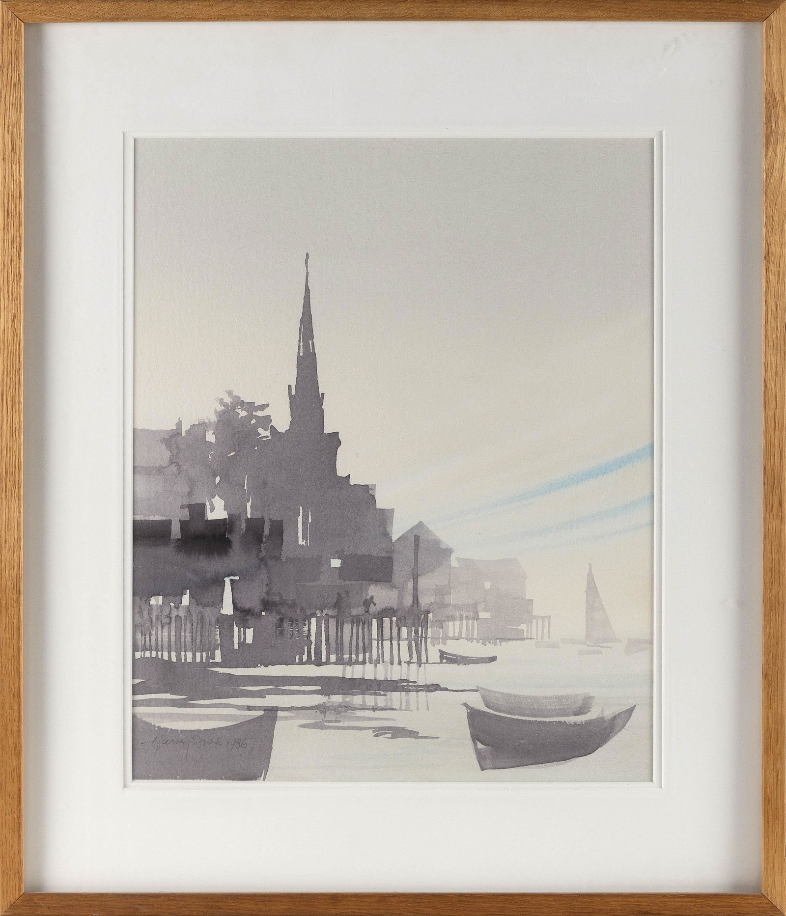 HARVEY JOHN DODD (Massachusetts, 1933-2011), Provincetown, Massachusetts skyline., Watercolor on (1 of 2)