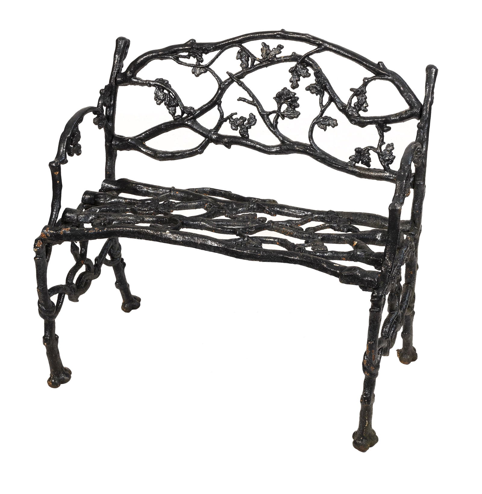 CAST IRON GARDEN BENCH Early 20th Century Back height 33". Seat height 17". Length 36". Depth 20". (1 of 1)