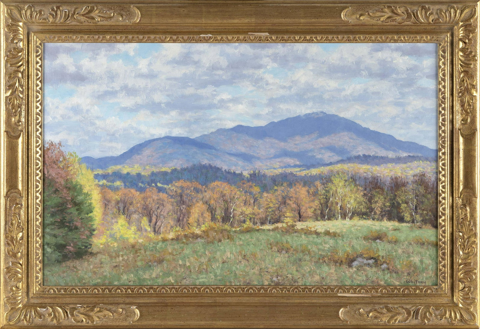 RICHARD WHEELER WHITNEY (New Hampshire/Vermont, b. 1945), “Mt. Monadnock, Spring: RICHARD WHEELER WHITNEY New Hampshire/Vermont, b. 1945 â€œMt. Monadnock, Spring Patterns”. Signed lower right â€œWhitney”. Signed verso â€œRichard Whitney Keene, N.H.”. T