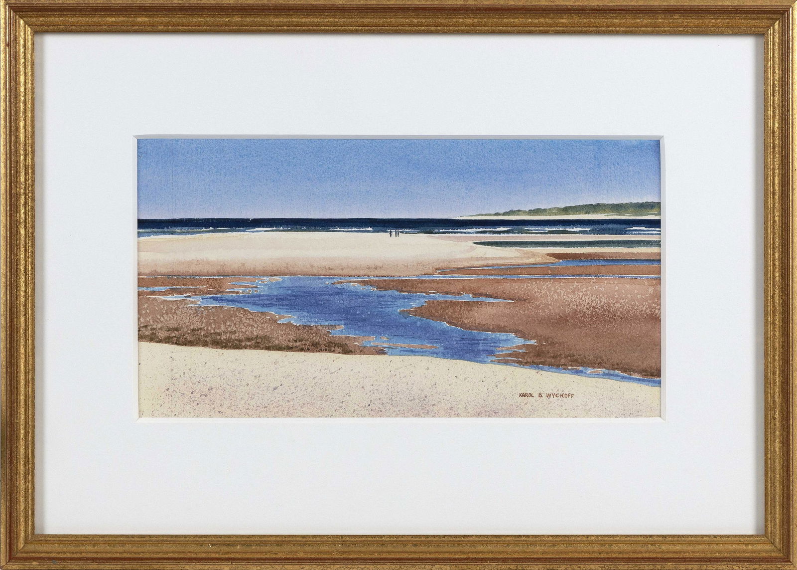 KAROL B. WYCKOFF (Massachusetts, Contemporary), Walking the flats., Watercolor on paper, 7” x (1 of 2)