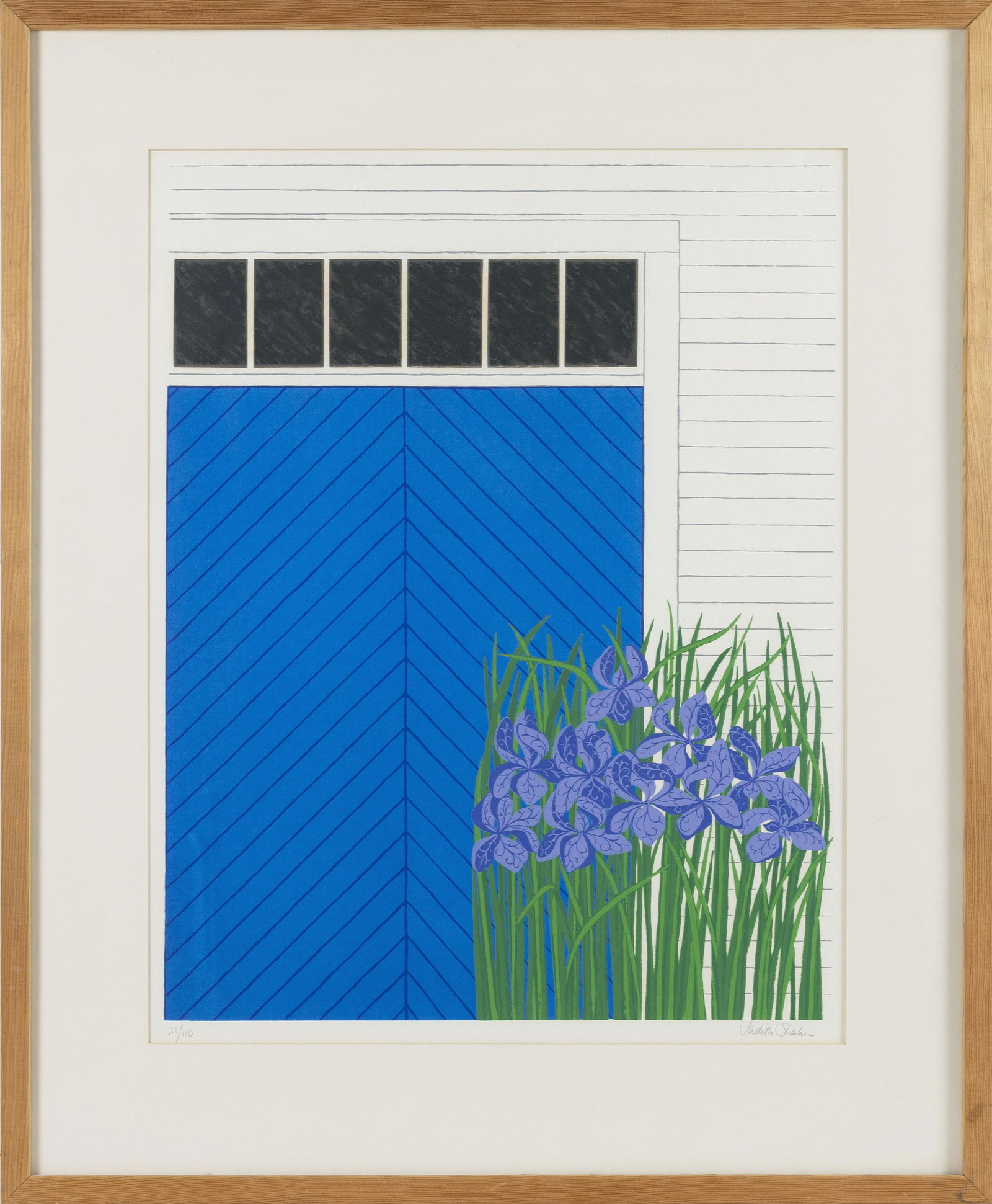 JUDITH SHAHN (Massachusetts, 1920-2009), “Iris II, Blue Door”., Serigraph on paper, (1 of 2)