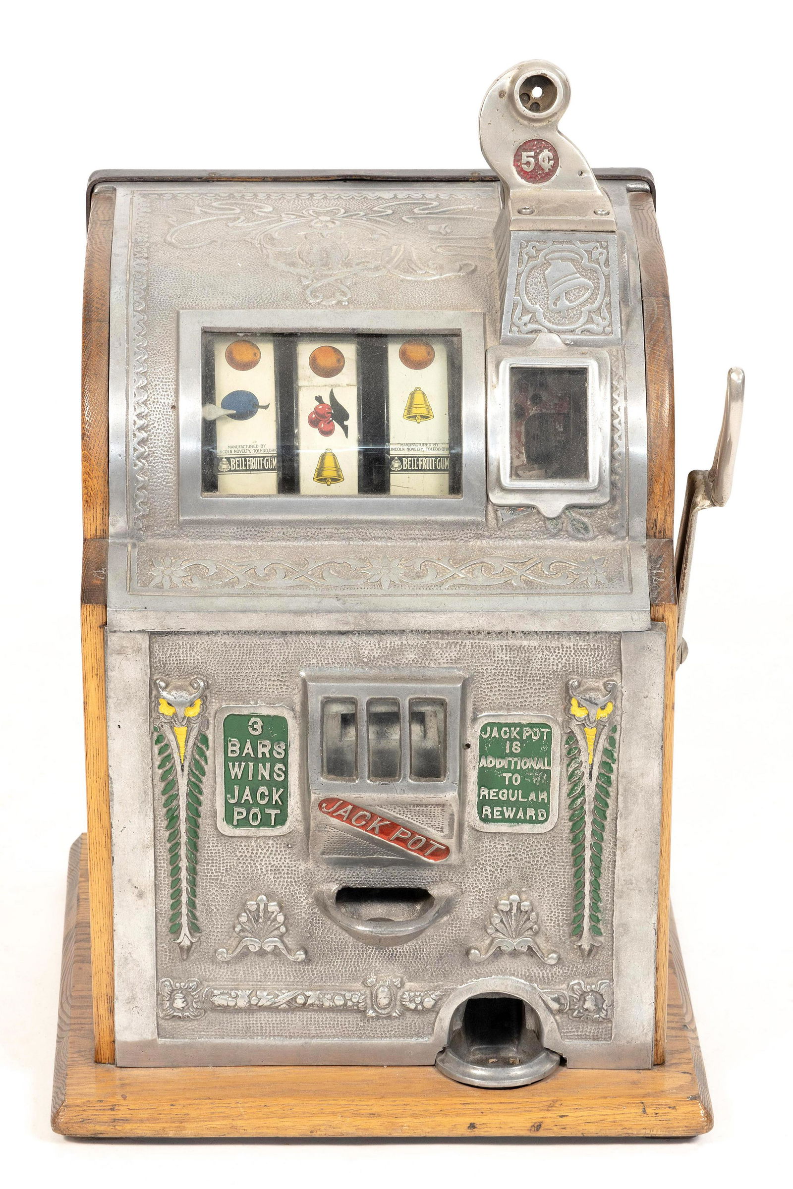 MILLS NOVELTY COMPANY 5-CENT SLOT MACHINE 20th Century Height 26”. Width 16”. Depth (1 of 5)