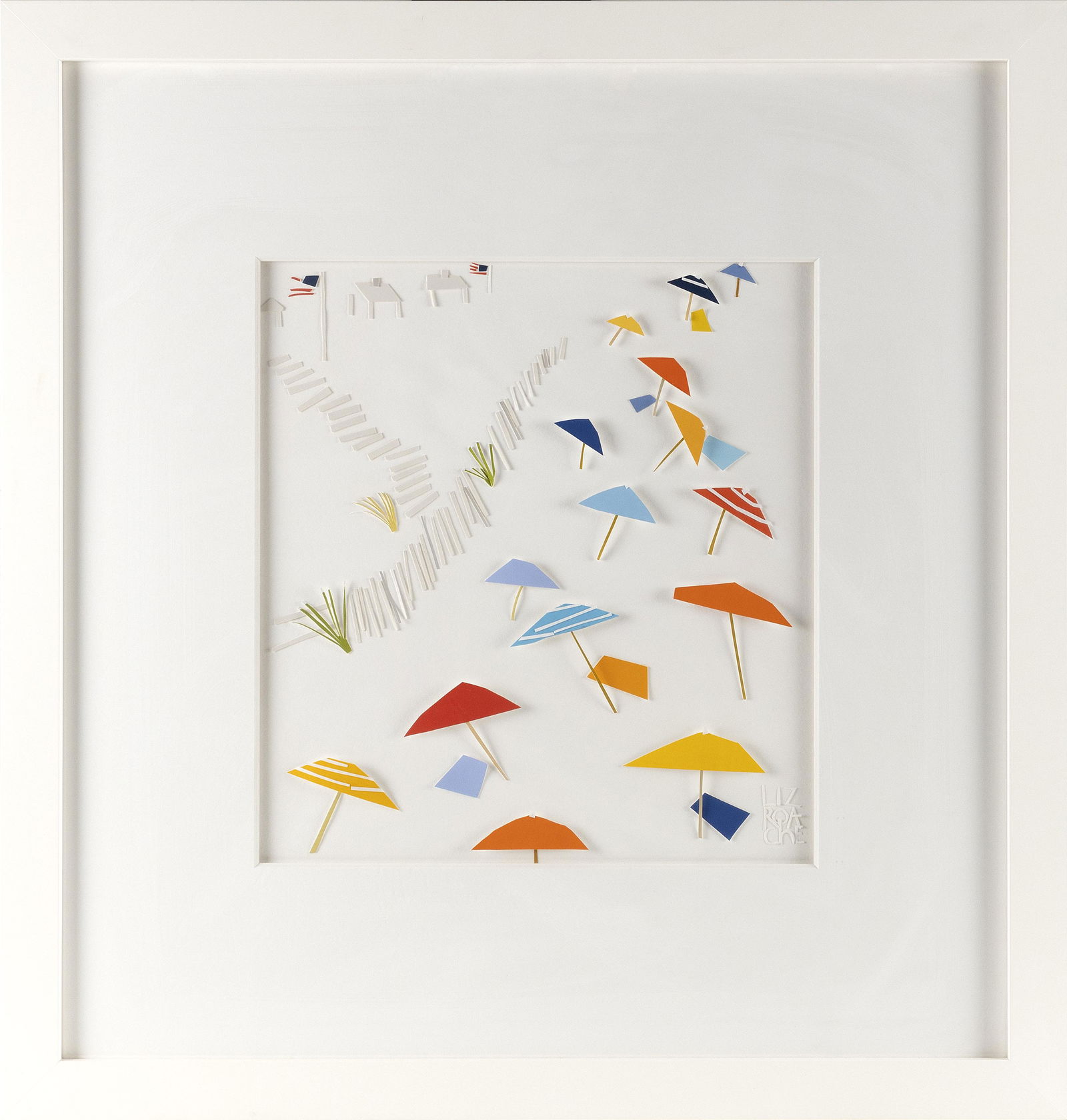 LIZ ROACHE (America, Contemporary), Beach steps., Silkscreen on rag paper with applied details, (1 of 2)