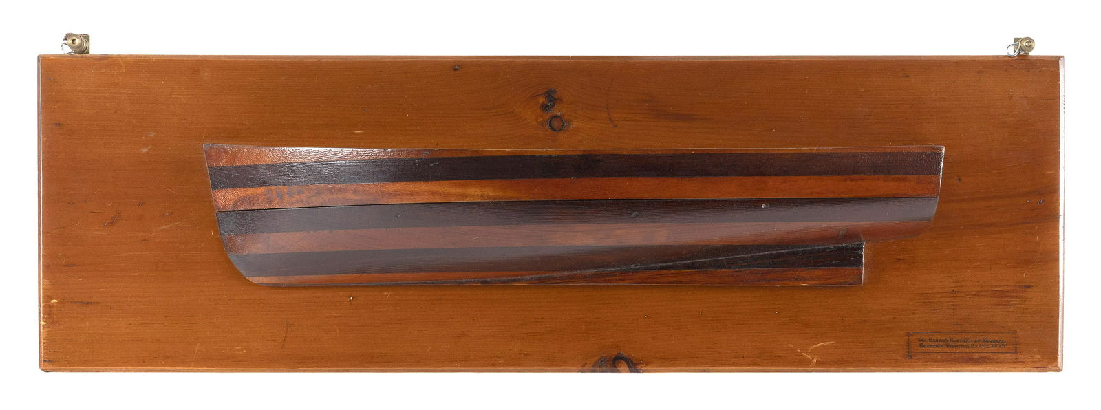 MOUNTED BUILDER’S HALF HULL MODEL OF A KEYPORT FISHING BOAT 20th Century Pine backboard (1 of 1)