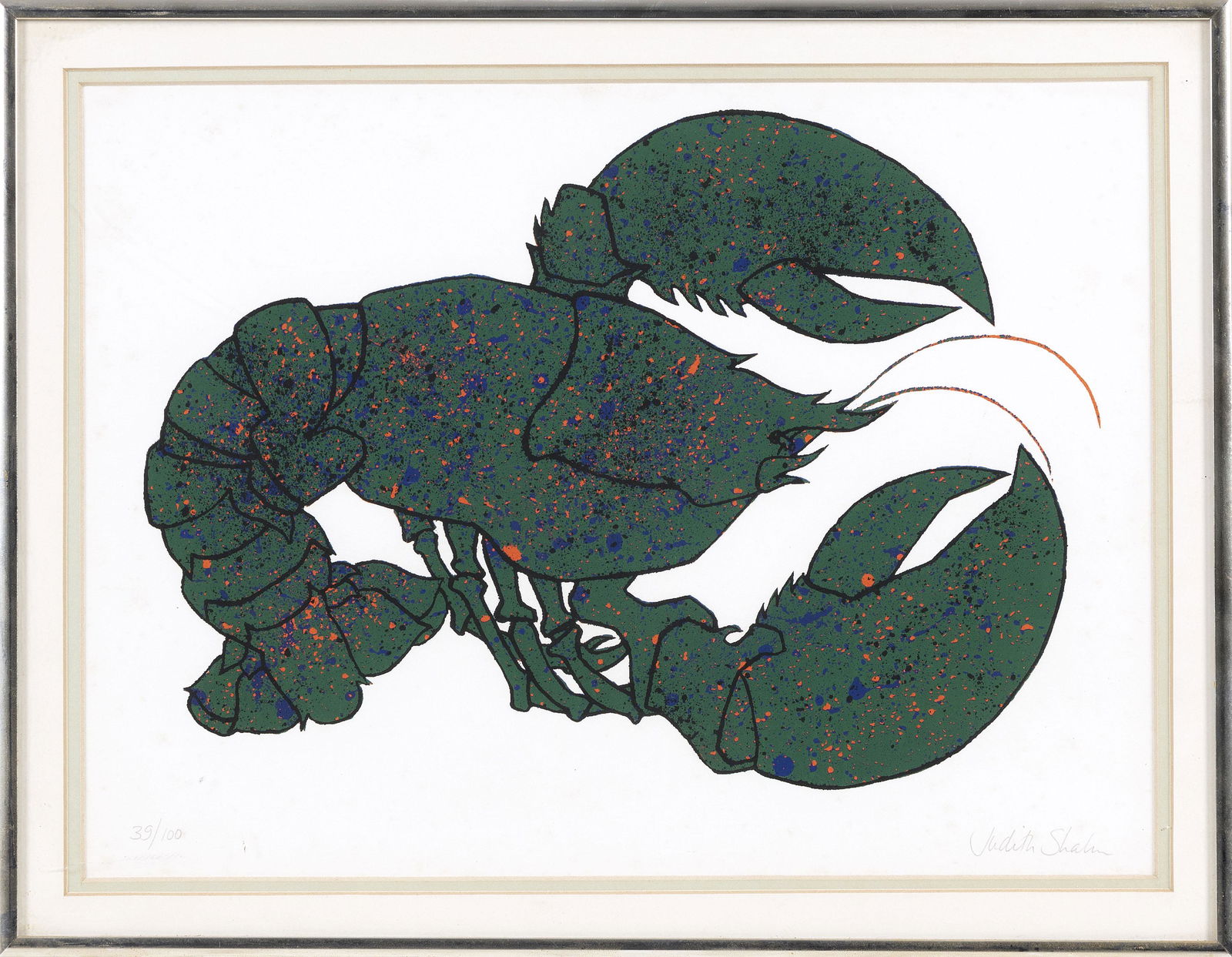 JUDITH SHAHN (New York, 1929-2009), Lobster., Serigraph on paper, 10.5” x 14” sight. (1 of 2)