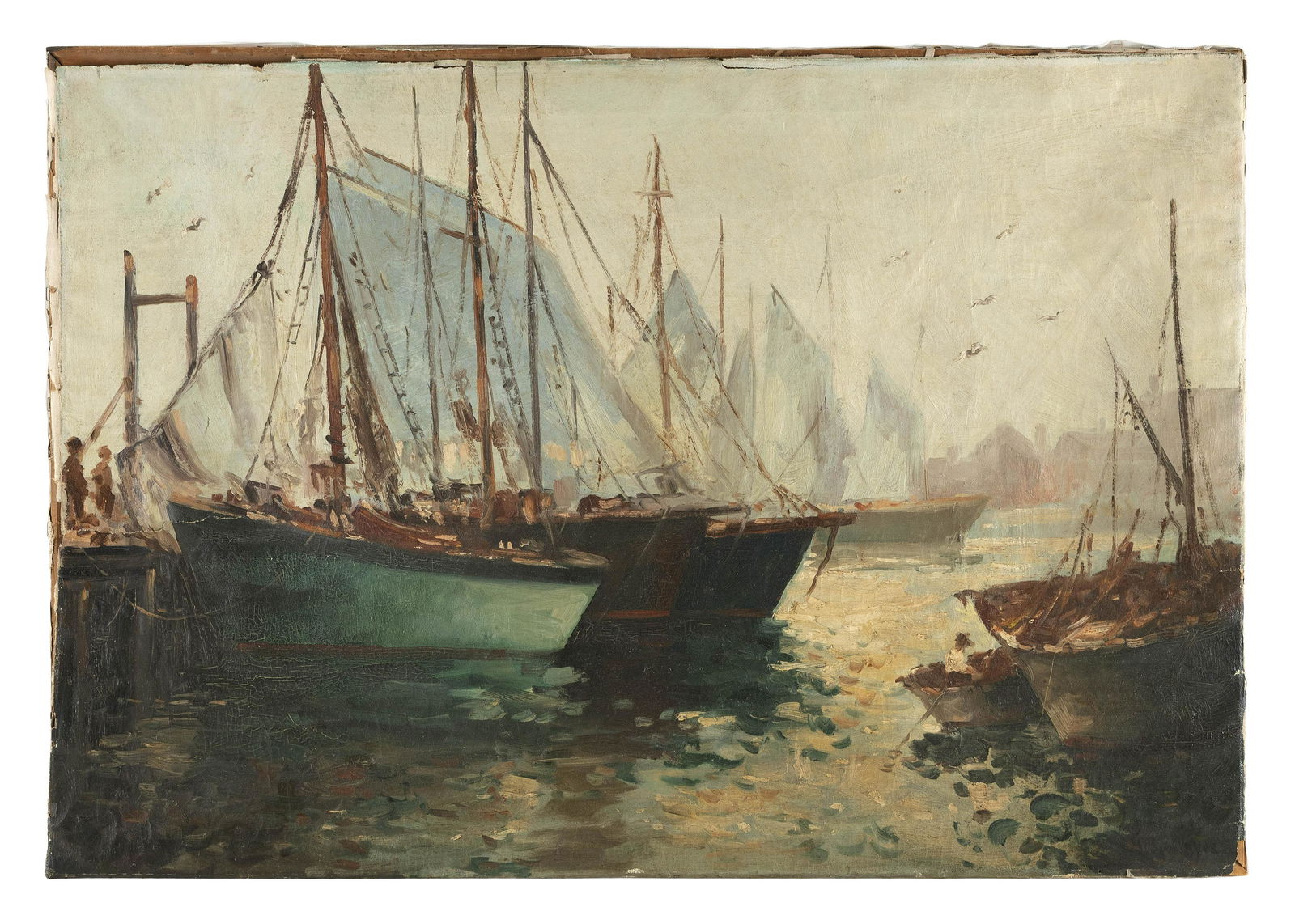 GEORGE LOFTUS NOYES (Massachusetts/New Hampshire, 1864-1954), Harbor scene., Oil on canvas, 24" x (1 of 2)