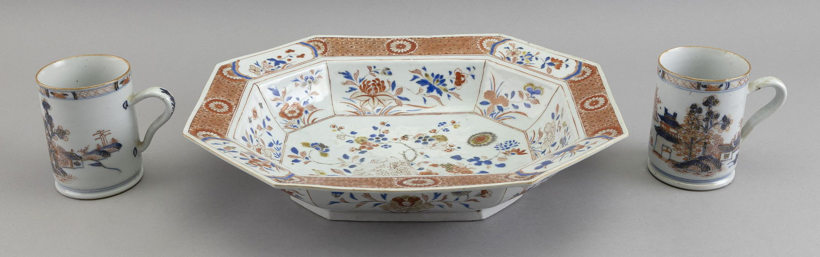 THREE PIECES OF CHINESE EXPORT PORCELAIN Late 18th/Early 19th Century Bowl height 3". Length 14.5". (1 of 2)