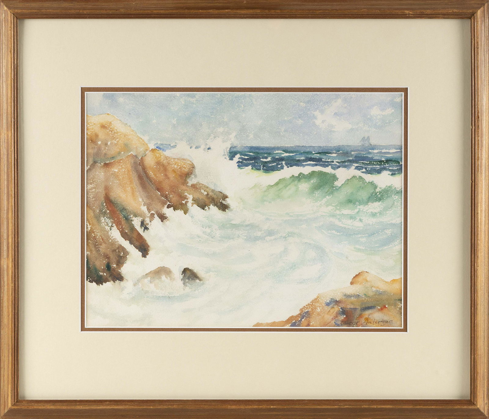 OSCAR ANDERSON (Massachusetts/Ohio, 1873-1953), “Coast of Cape Ann”., Watercolor on (1 of 2)