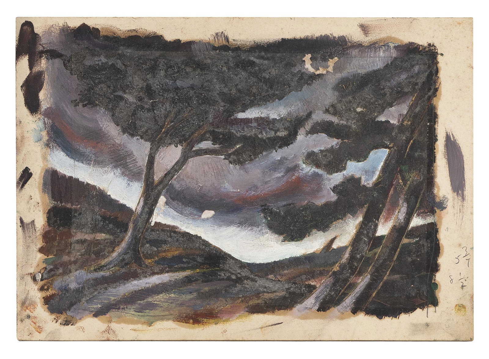 FRANCIS SPEIGHT (Pennsylvania/North Carolina, 1896-1989), "Kings Mountain North Carolina"., Oil on: FRANCIS SPEIGHTPennsylvania/North Carolina, 1896-1989"Kings Mountain North Carolina". Titled, and signed and dated in pencil verso "Francis Speight 1935".Oil on board, 7.5" x