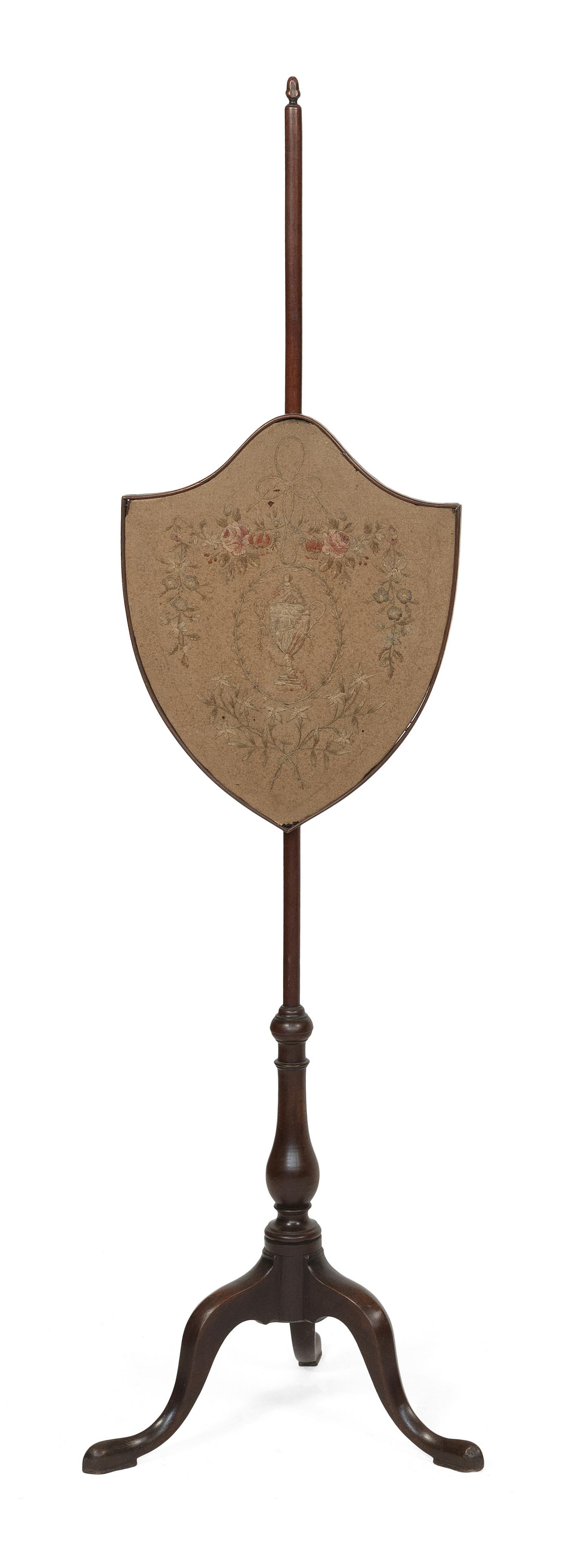 FEDERAL POLE SCREEN Fourth Quarter of the 18th Century Height 57.5". (1 of 3)