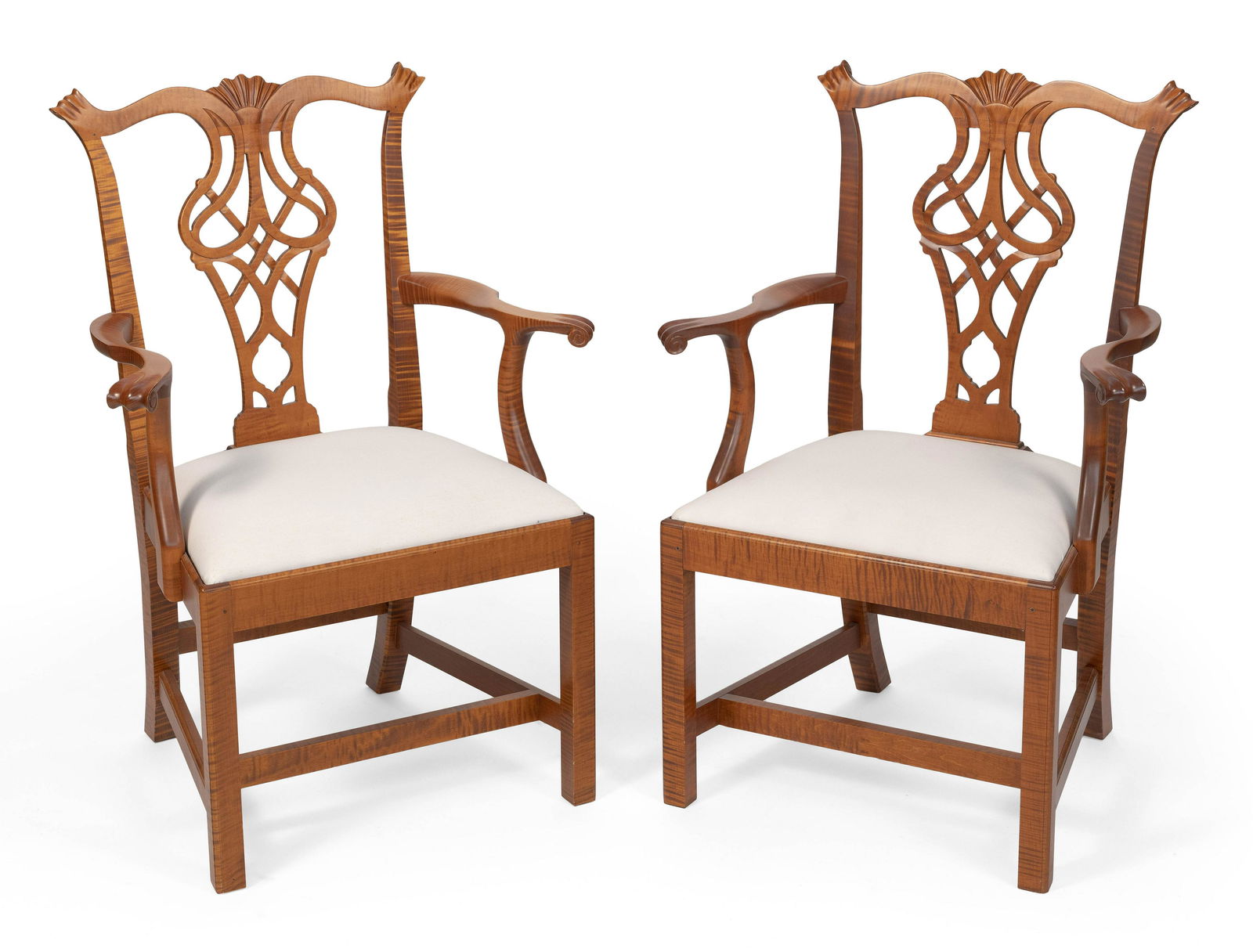 PAIR OF ELDRED WHEELER ARMCHAIRS Massachusetts, 20th Century Back heights 39”. Seat heights (1 of 1)