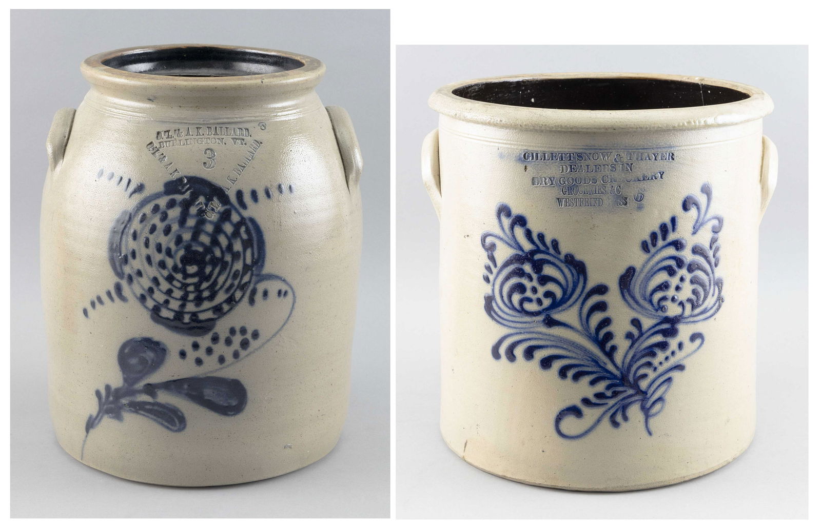 TWO STONEWARE CROCKS 19th Century (1 of 5)