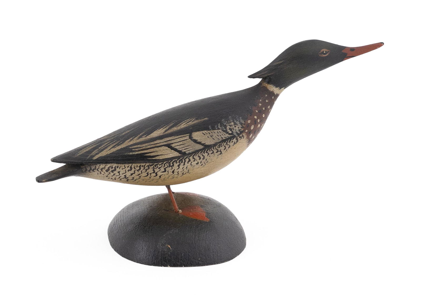 A. ELMER CROWELL MINIATURE RED-BREASTED MERGANSER DRAKE East Harwich, Massachusetts, 1862-1952 (1 of 3)