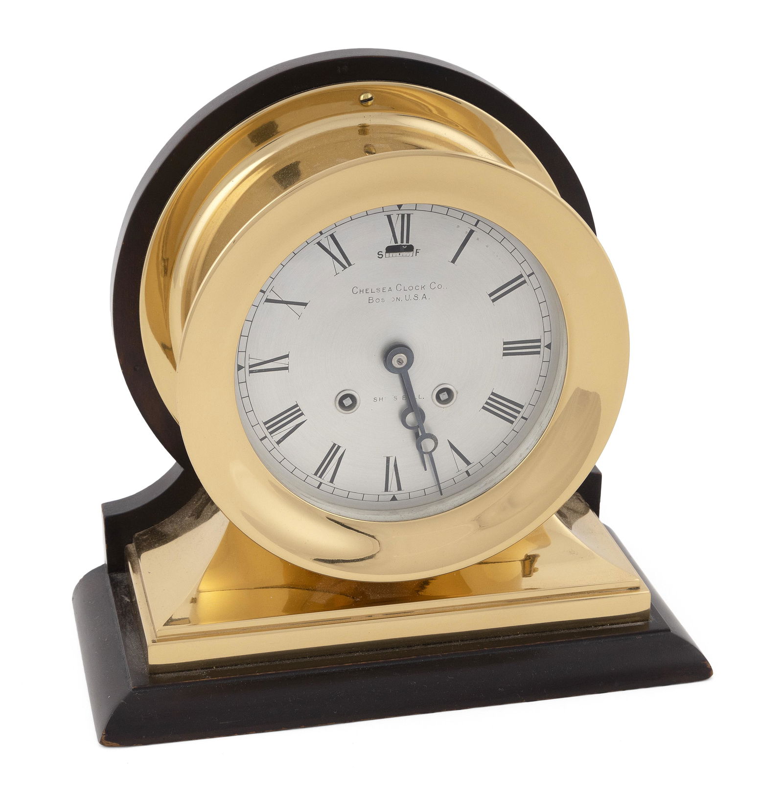 CHELSEA SHIP’S BELL CLOCK 20th Century Case height 10”. Crystal diameter 5.5”. (1 of 3)