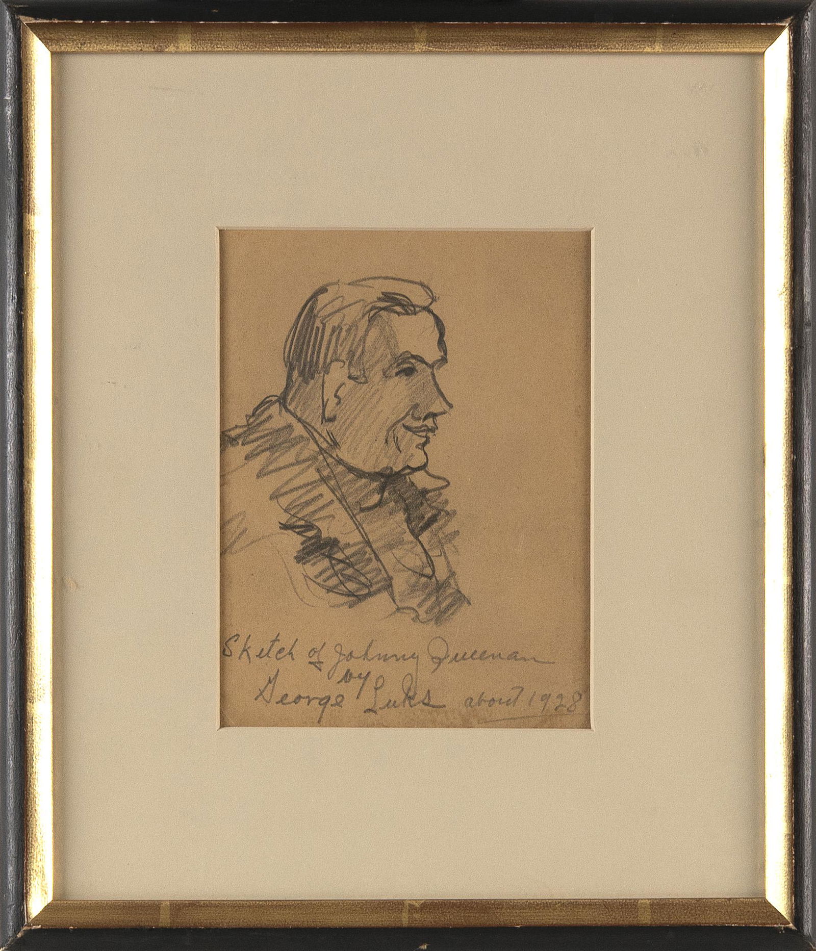 GEORGE BENJAMIN LUKS (New York, 1867-1933), "Sketch of Johnny Queenan"., Pencil on paper, 6.25" x (1 of 2)