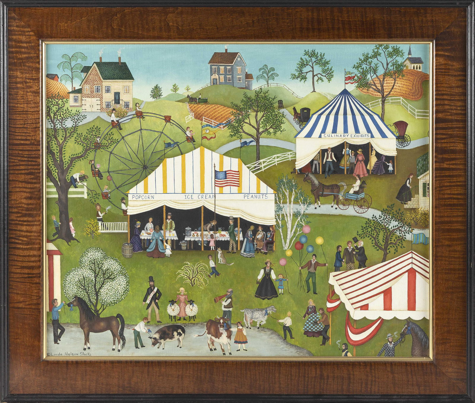 LINDA NELSON STOCKS (America, 1938-2011), A county fair., Oil on canvas, 20" x 24". Framed 24" x (1 of 2)