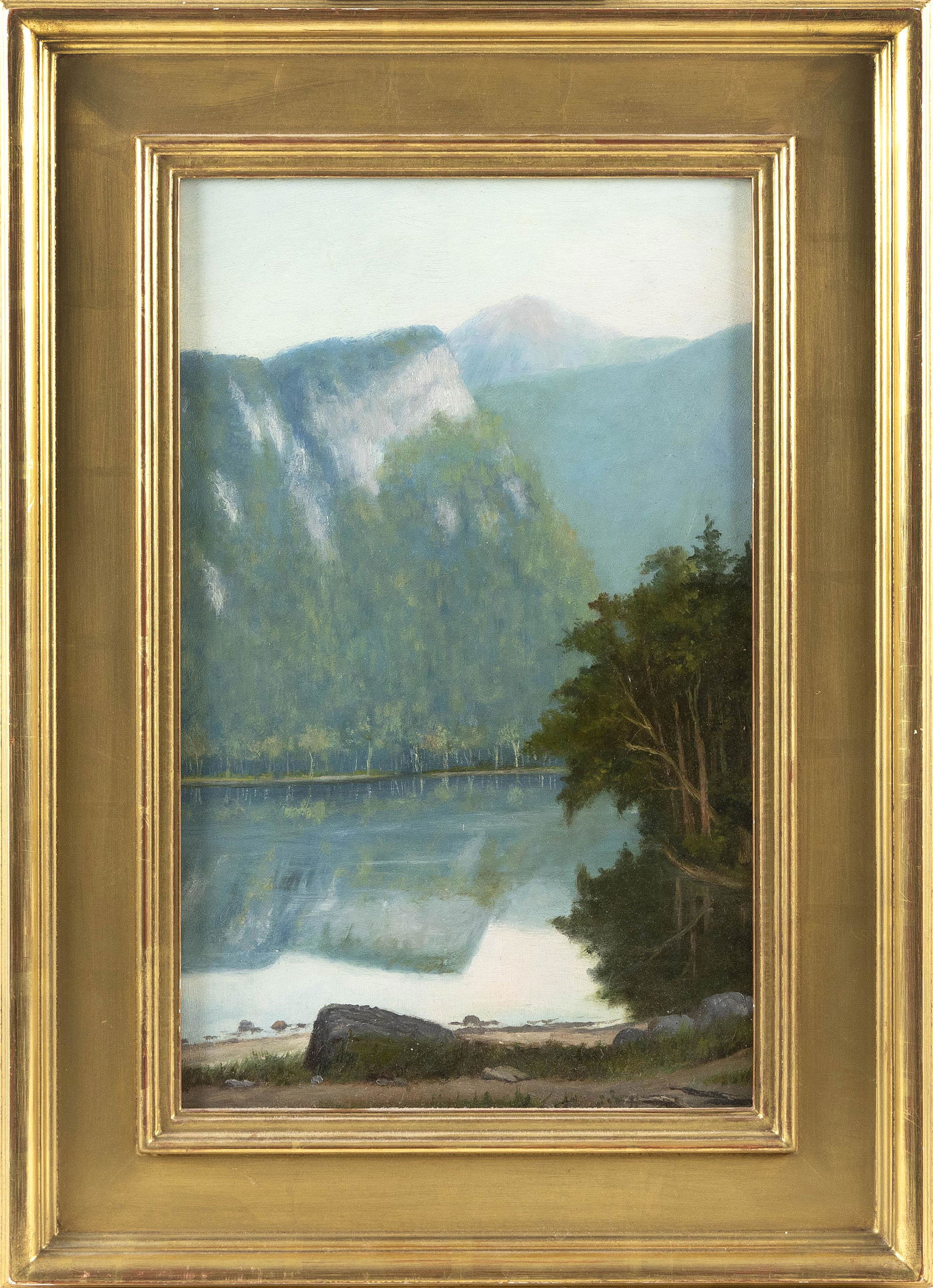WHITE MOUNTAIN SCHOOL (Late 19th Century,), "Eagle Cliff and Mt. Lafayette"., Oil on board, 17" x (1 of 2)