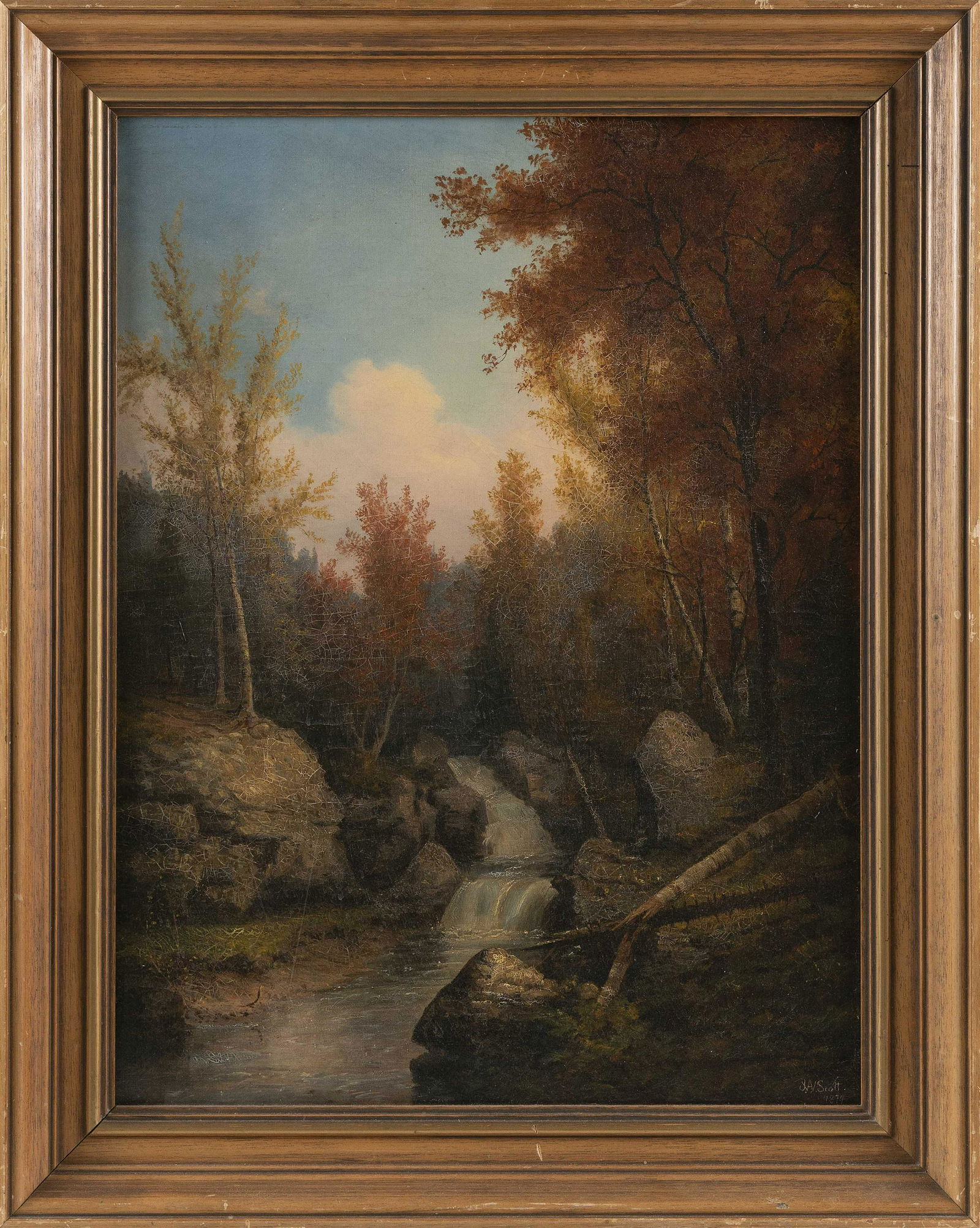 JOHN WHITE ALLEN SCOTT (Massachusetts, 1815-1907), Fall landscape with river., Oil on canvas, (1 of 2)