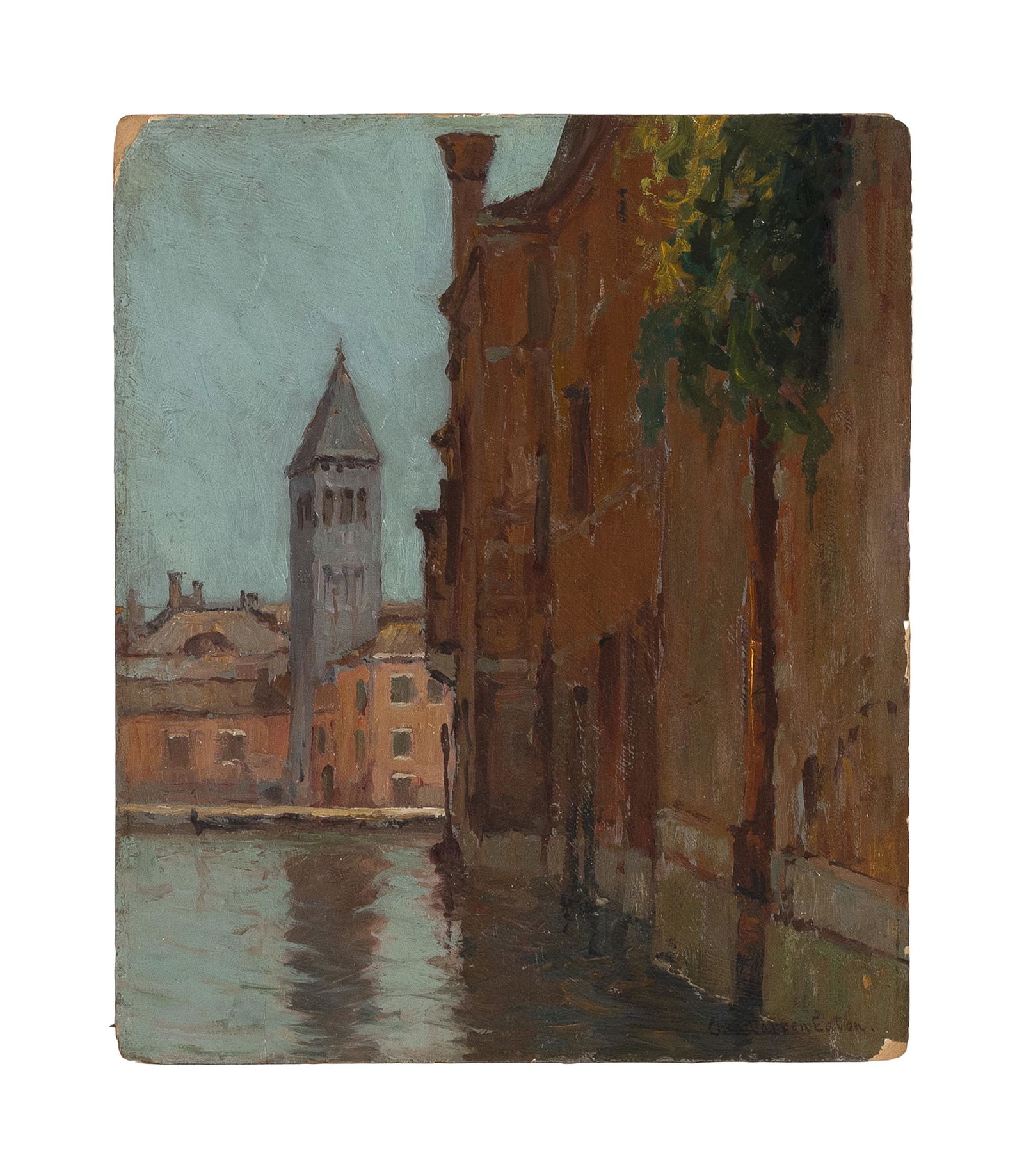 CHARLES WARREN EATON (New York/New Jersey/The Netherlands, 1857-1937), "Venice"., Oil on board, (1 of 2)