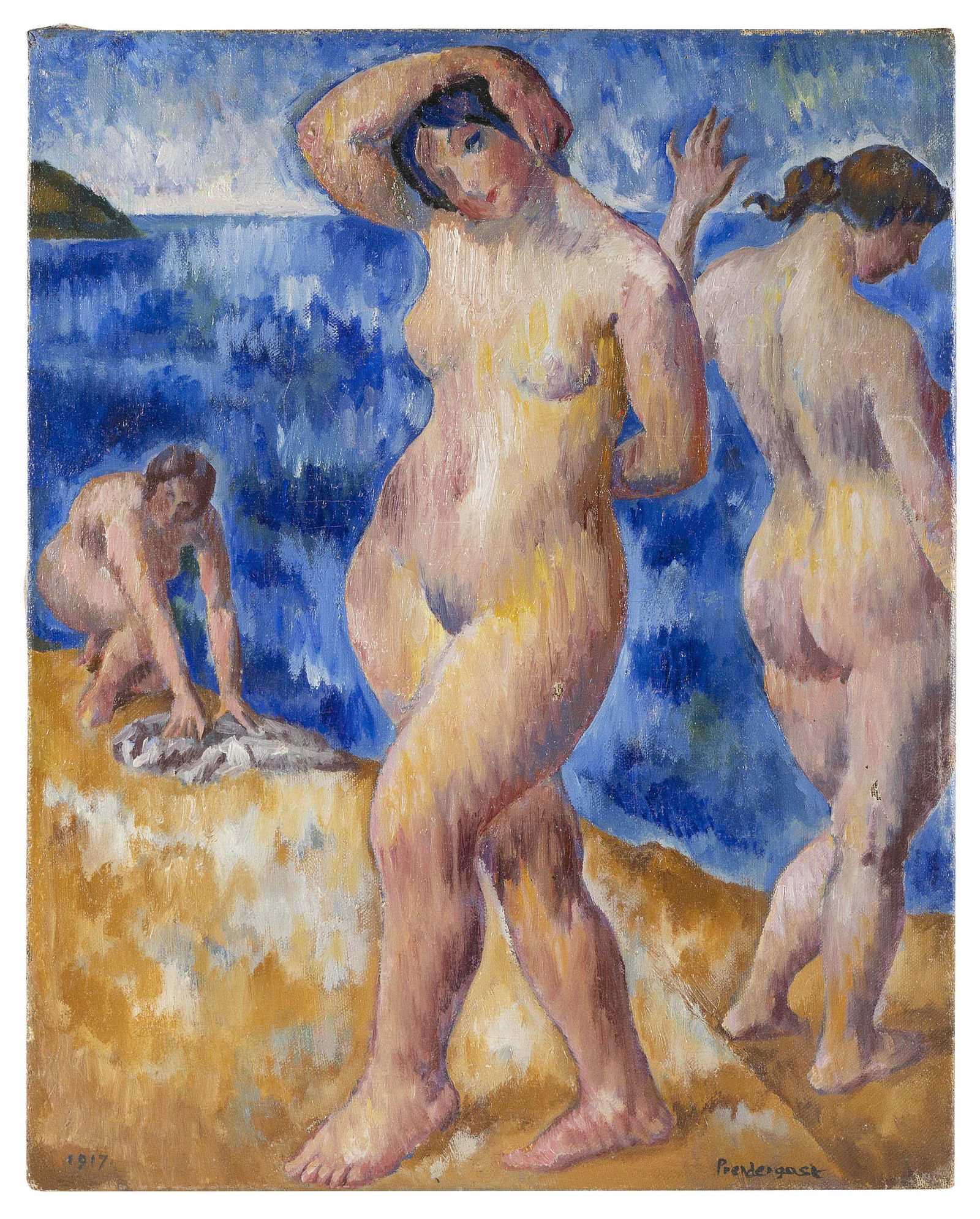 IN THE MANNER OF MAURICE BRAZIL PRENDERGAST (Massachusetts/New York/France, 1858-1924), Three nudes (1 of 4)