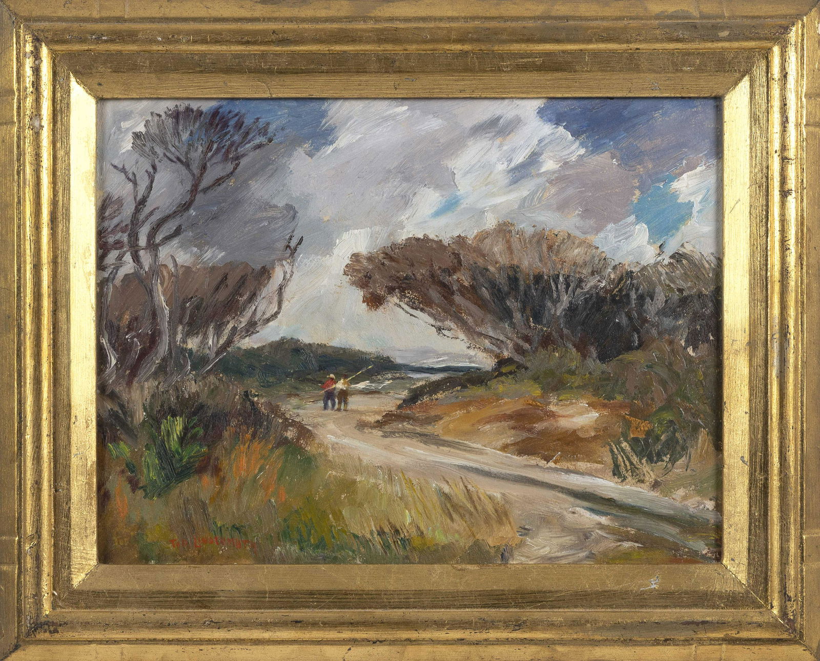 TOD (RAPHAEL LEROY) LINDENMUTH (Massachusetts/Florida, 1885-1976), Going fishing., Oil on board, 12" (1 of 2)