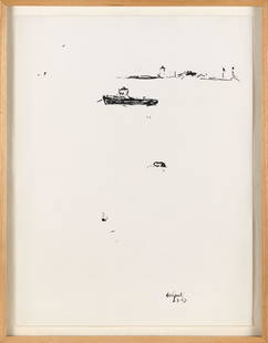 NANNO DE GROOT (Massachusetts, 1913-1963), Long Point., Ink on paper, 23" x 18". Framed 27” x: NANNO DE GROOTMassachusetts, 1913-1963Long Point. Signed and dated lower center right “De Groot 6.7.63”.Ink on paper, 23" x 18". Framed 27” x 20.5”. Provenance:Privat