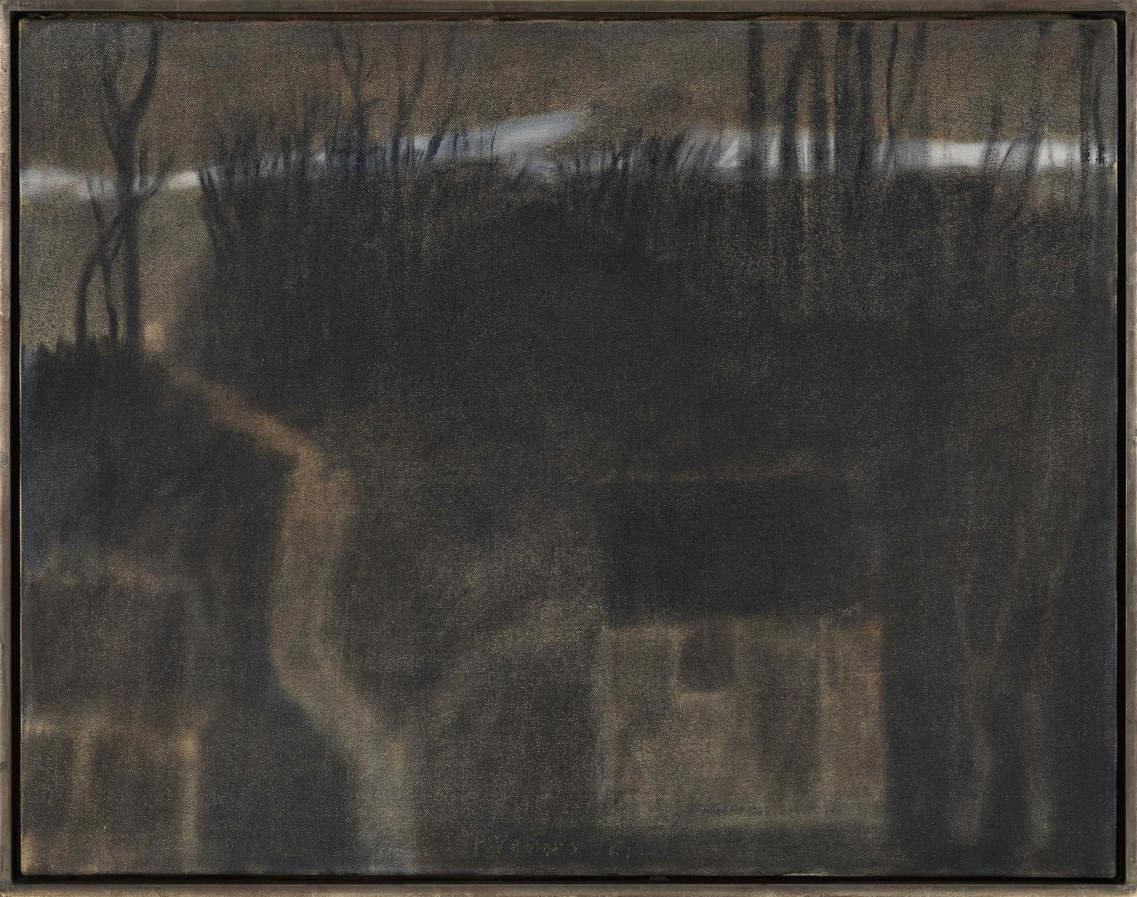 TONY VEVERS (Massachusetts/Indiana/England, 1926-2008), Tasha's Hill., Oil on canvas, 16" x 22".: TONY VEVERSMassachusetts/Indiana/England, 1926-2008Tasha's Hill. Signed and dated lower center “T. Vevers ‘61”. Partial label on stretcher for a Madison Avenue, New York gallery.Oil