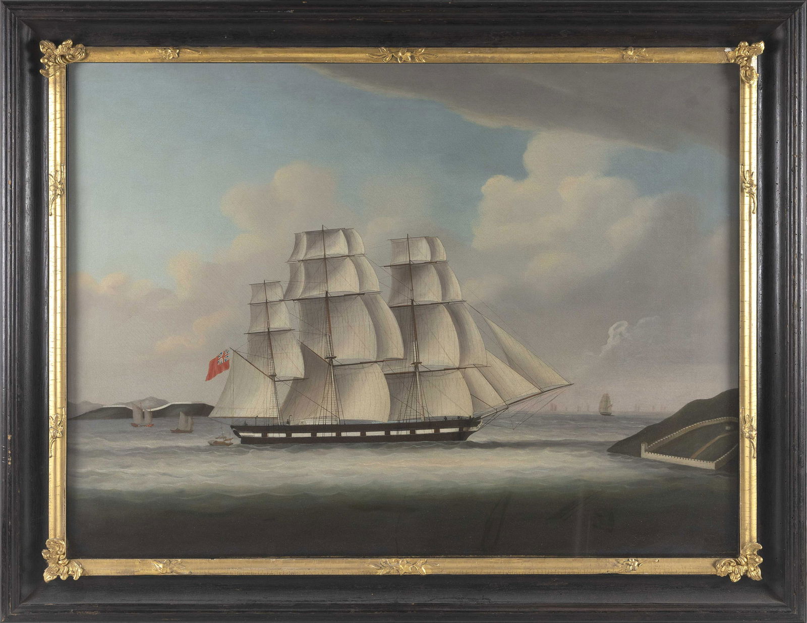 CHINESE SCHOOL (Mid-19th Century,), A British East lndiaman leaving the Pearl River at Boca Tigris, (1 of 2)