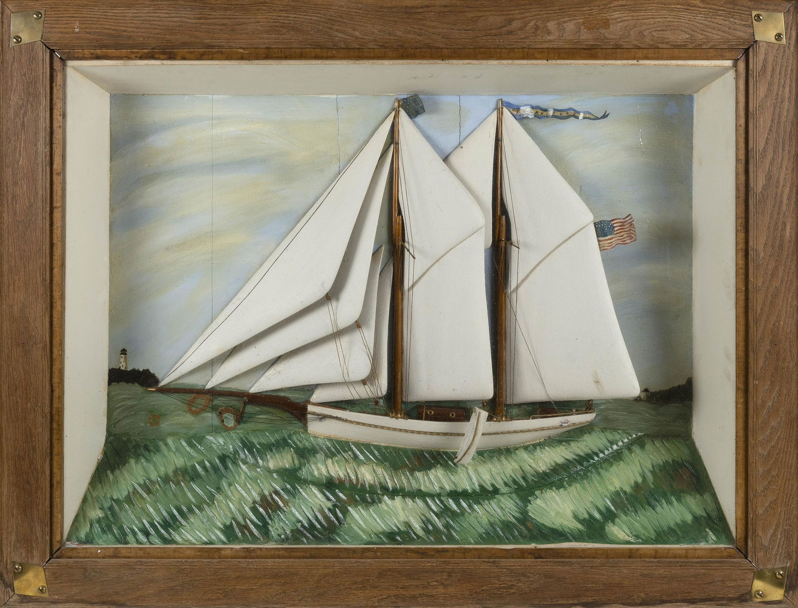 SHADOW BOX MODEL OF THE TWO-MASTED SCHOONER “FRANK FURST” Late 19th/Early 20th Century (1 of 2)