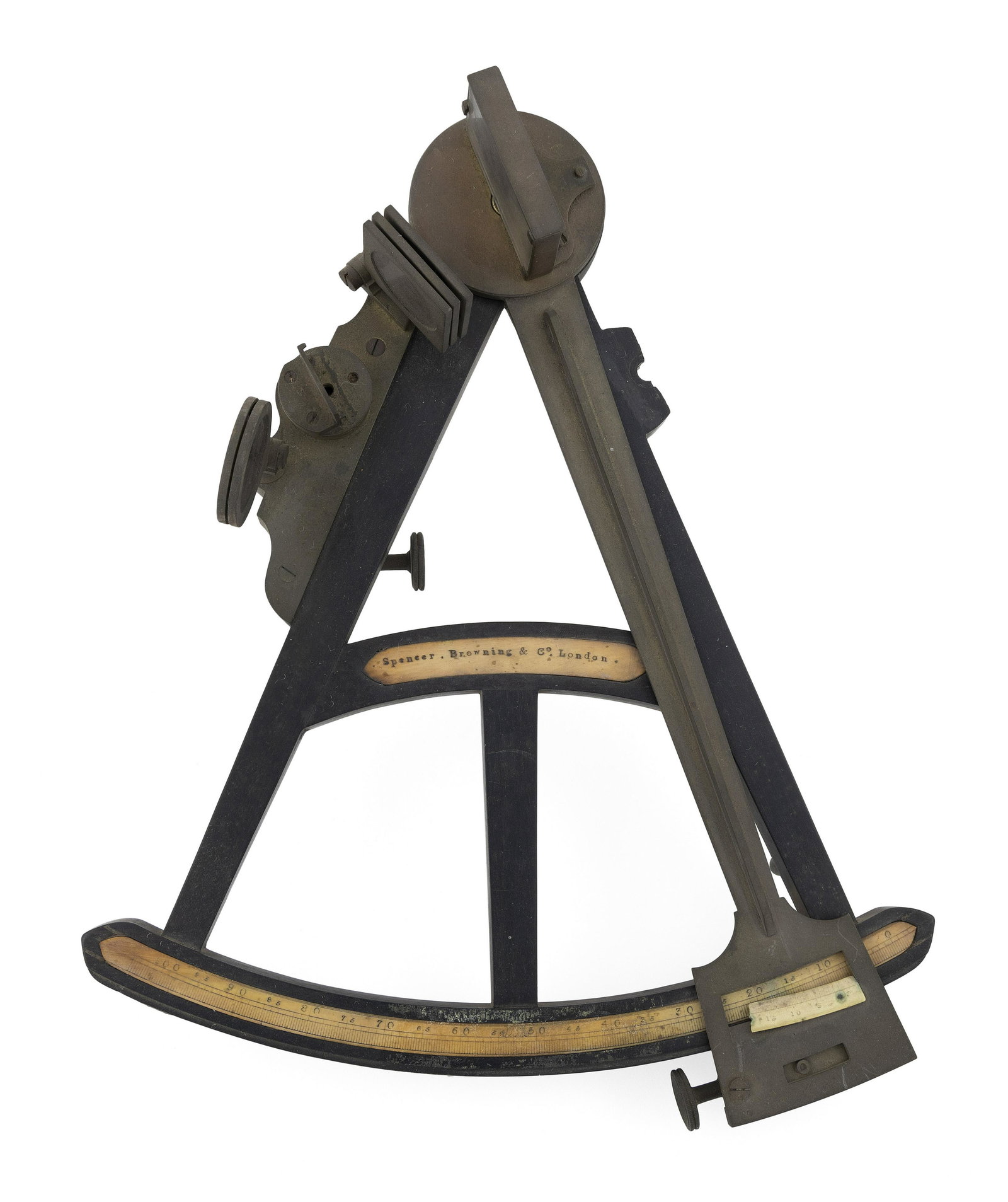 CASED SPENCER BROWNING & CO. OCTANT London, 19th Century Case height 4.5”. Length 13". Width (1 of 2)