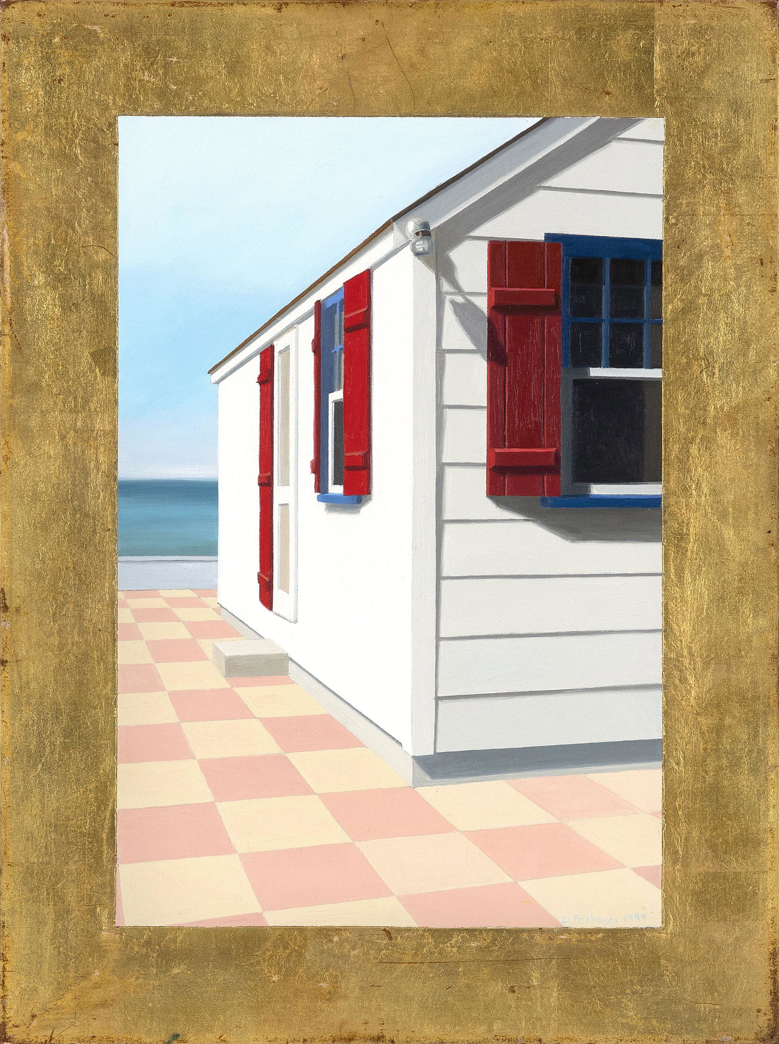 LINDA POCHESCI (Massachusetts, Contemporary), "Beach Point 2"., Oil on board with gold leaf (1 of 2)