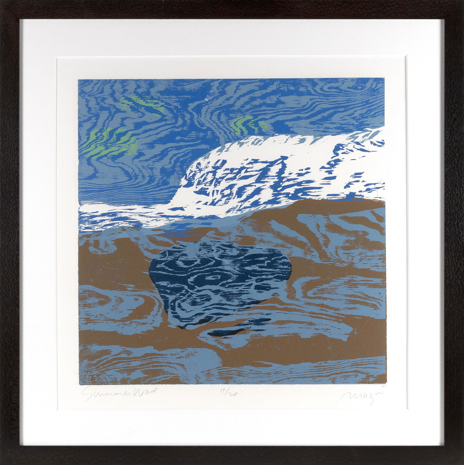 MICHAEL BURTON MAZUR (Massachusetts, 1935-2009), “Summer Wave”., Monotype, 27” x (1 of 2)