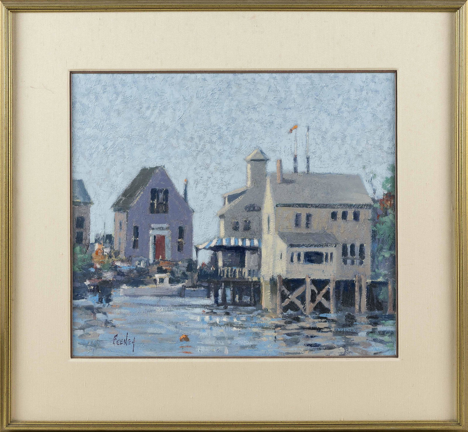 LORETTA FEENEY (Massachusetts, b. 1961), Waterfront, Provincetown, Massachusetts., Oil on board, (1 of 2)