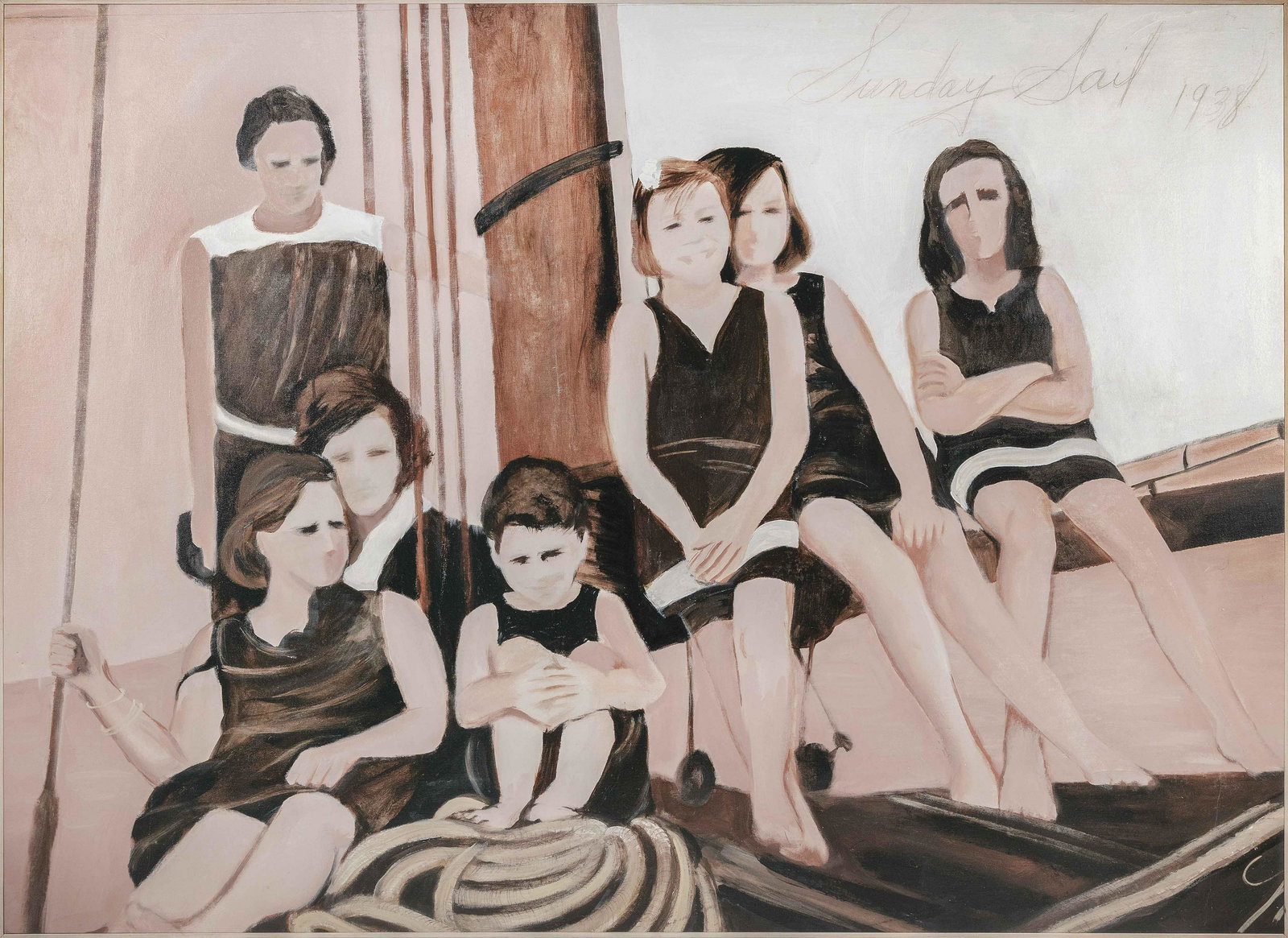 MOLLY DEE (New York, b. 1938), "Sunset Sail"., Oil on canvas, 49" x 68". Framed 49.5" x 68.5".: MOLLY DEENew York, b. 1938"Sunset Sail". Signed with monogram lower right "M".Oil on canvas, 49" x 68". Framed 49.5" x 68.5". Notes:Molly Dee's roots run deep i