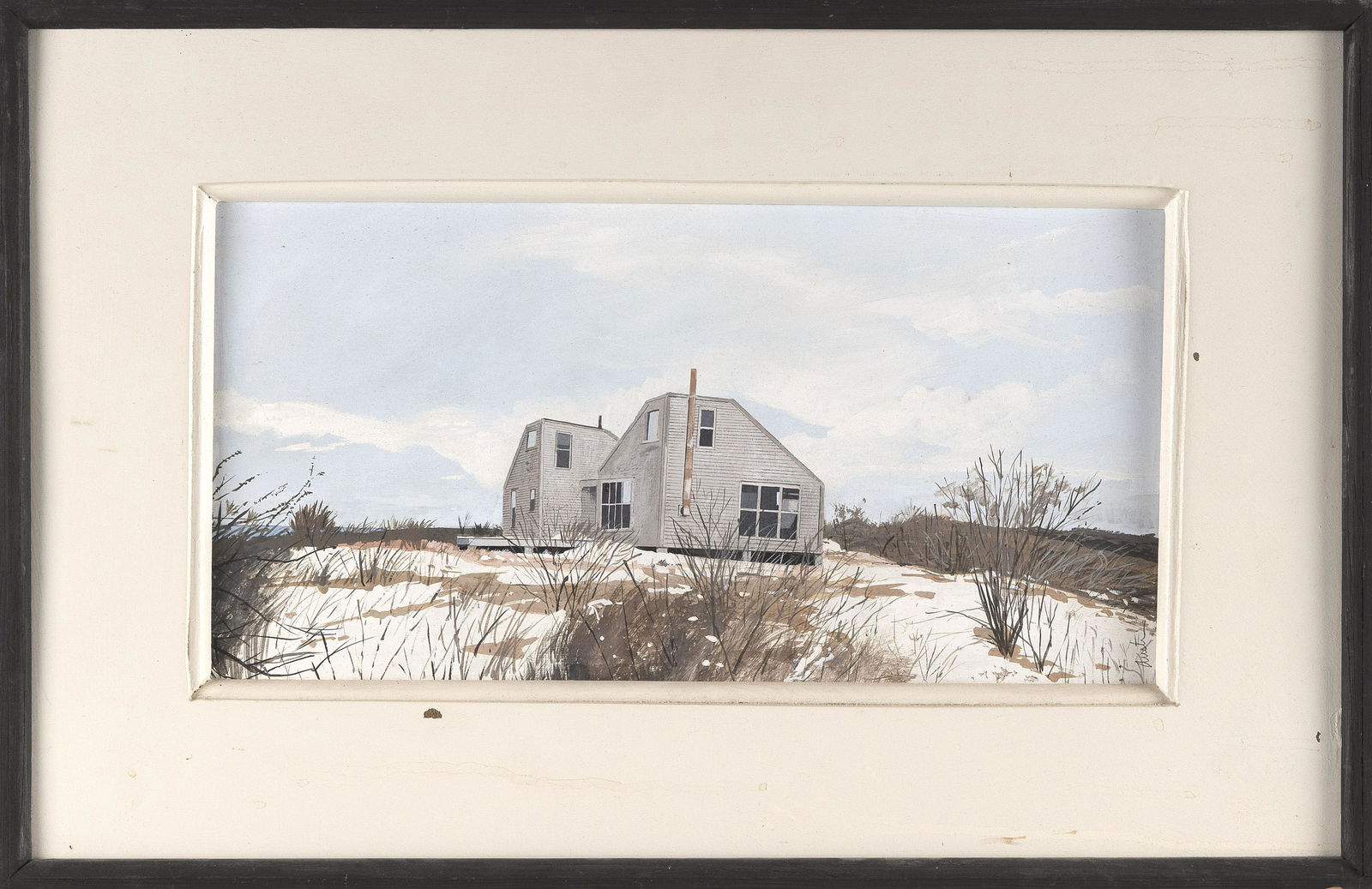 JOHN AUSTIN (Massachusetts/New York, 1918-2000), "Beach House, Nantucket"., Tempera on board, 9.5" x (1 of 2)