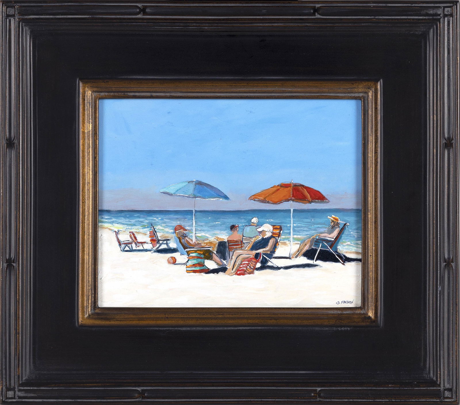 GEORGE MACHON (Massachusetts, Contemporary), "Summer Daze"., Oil on board, 8" x 10". Framed 14.5" x (1 of 2)